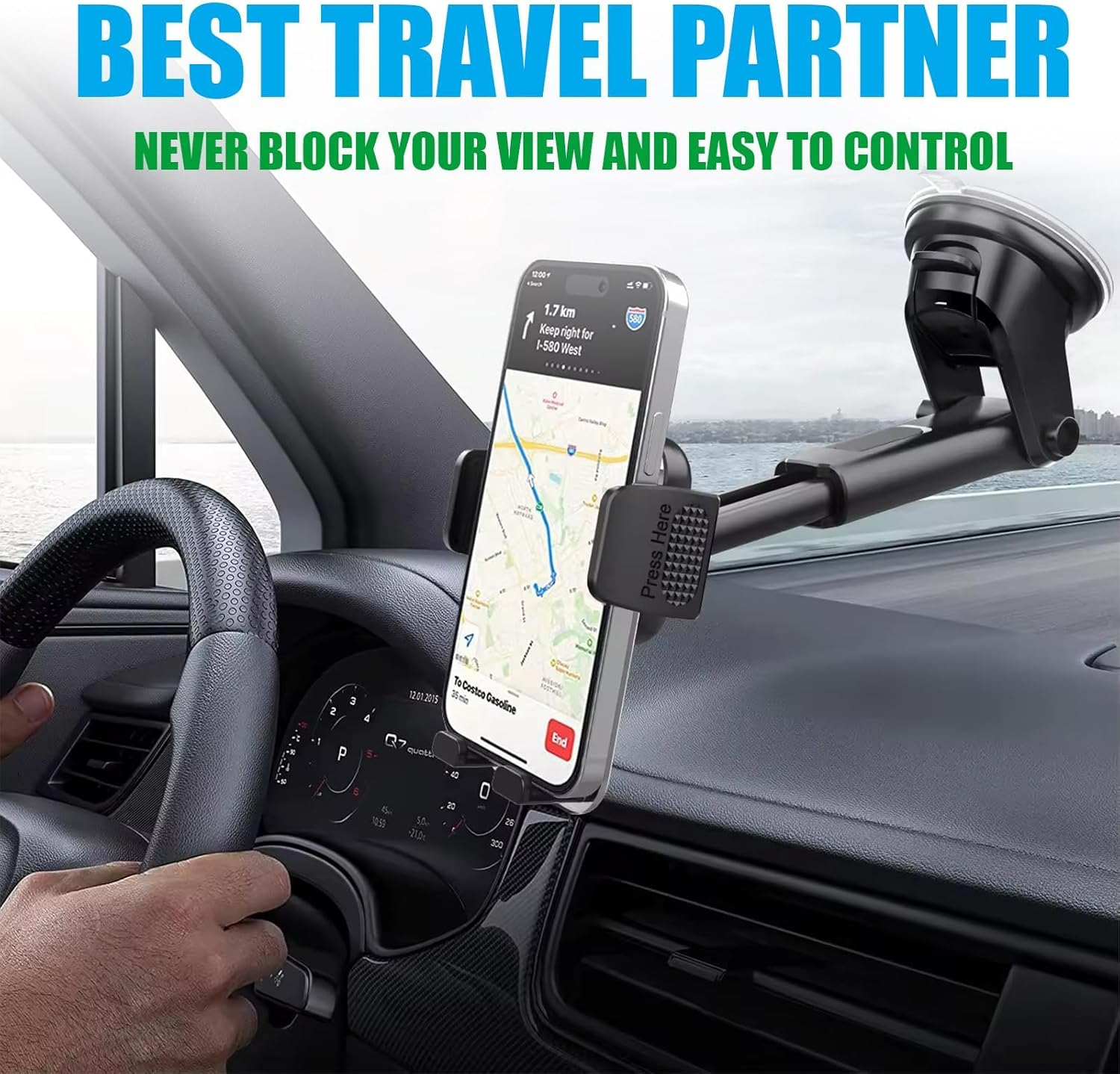 Universal Car Phone Holder - Heavy Duty Dashboard, Windshield & Air Vent Mount with Powerful Suction Cup | Compatible with All Smartphones, Iphone, Samsung | Secure for SUV, Truck, Van image number 6