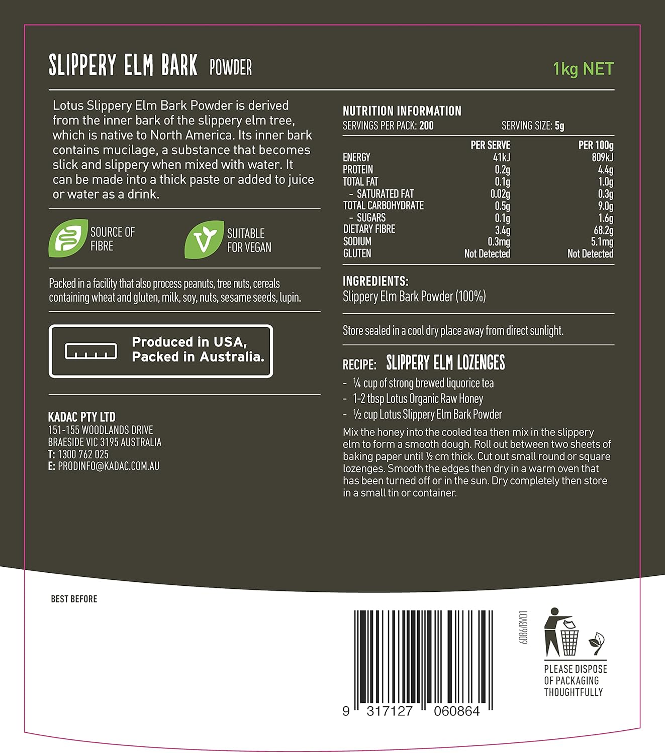 Lotus Slippery Elm Bark Powder 1 Kg, image number 1