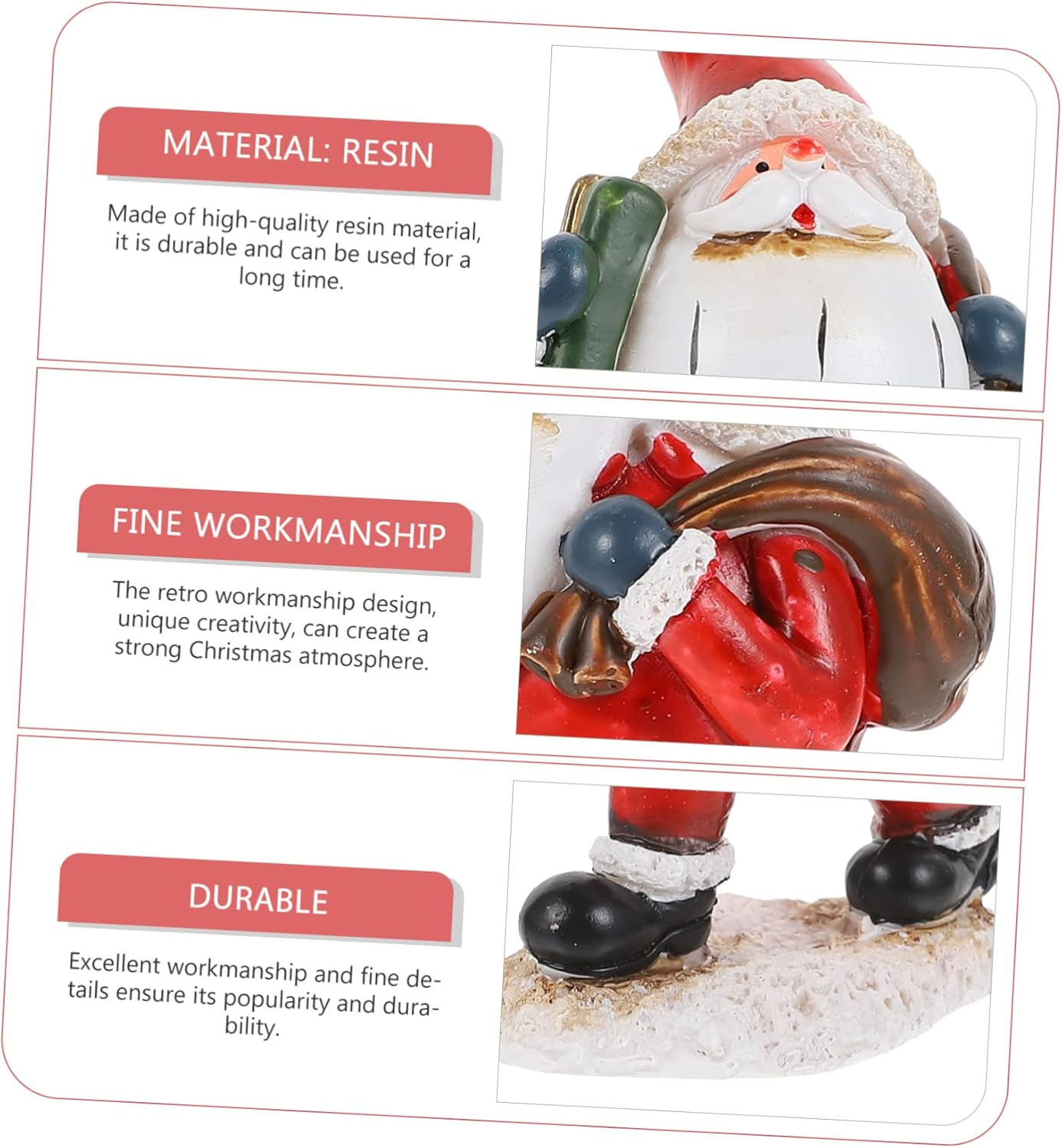 Santa Claus Ornaments Xmas Adornments Household Decoration Decorative Craft for Christmas Party Festive Figurine for Home Display image number 6
