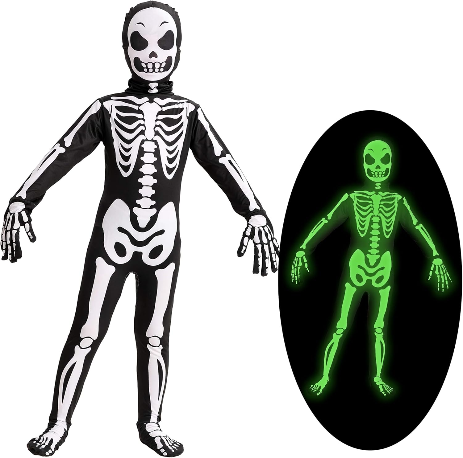 Spooktacular Creations Boy Halloween Skeleton Costume, Halloween Skeleton Costume for Kids, Bone Outfit, Bone Jumpsuit image number 3