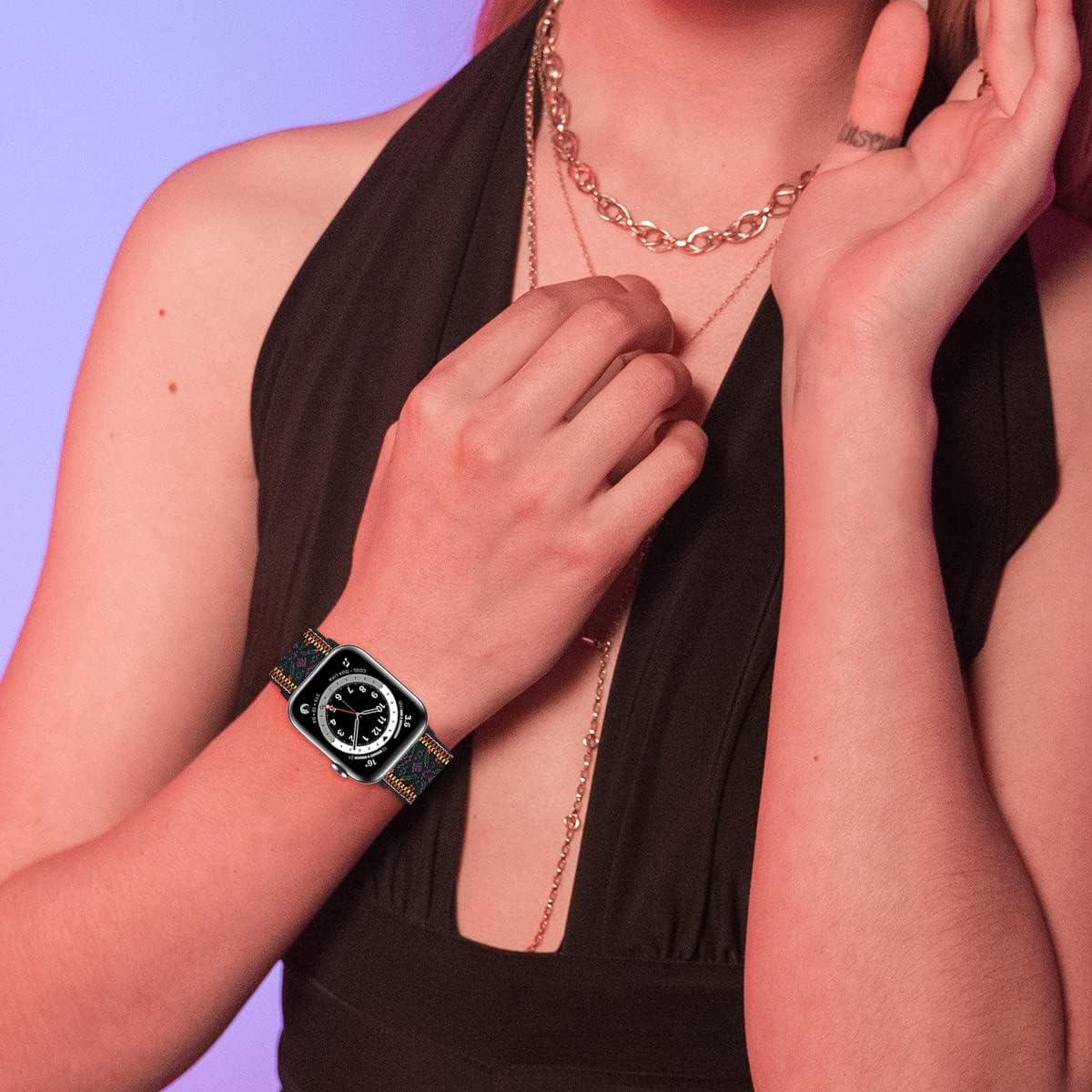 Chinbersky 5 Pack Watch Straps Compatible with Apple Watch Strap 38Mm 40Mm 41Mm 42Mm 44Mm 45Mm, Braided Elastic Stretchy Nylon Sport Solo Loop Band Replacement Straps for Iwatch Series 7/6/5/4/3/2/1 image number 3