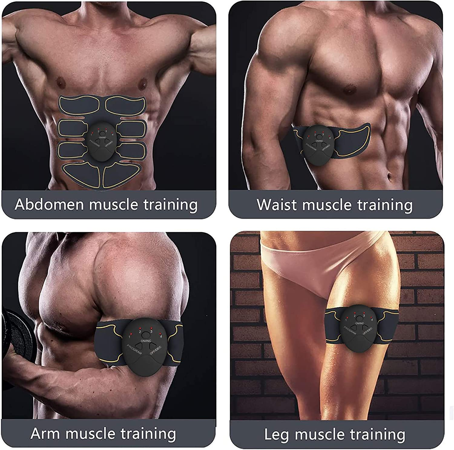 Muscle Toner Abs Stimulator with 12Pcs Free Gel Pads - Portable Muscle Trainer - Ultimate Abs Stimulator for Men Women - Workout Belt Body Training Gear Gym Fitness Equipment - Full Set for Abdomen Waist Arm Leg Training image number 1