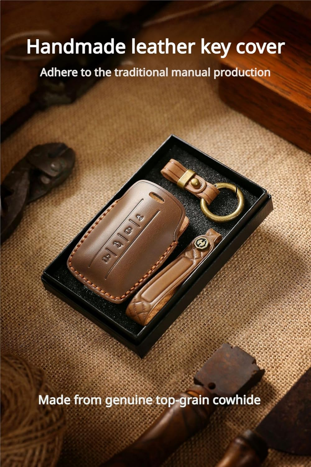 For Great Wall GWM Wey Tank 300 Leather Remote Car Key Case Fob Cover Suitable Black