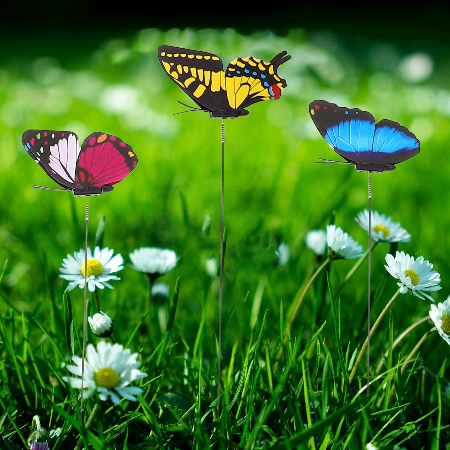 Kisangel 12Pcs Yard Artificial Butterfly Stakes Waterproof Butterflies Decoration for Christmas Butterfly Garden Stakes Decorative Plants Decor Chritmas Decor 3D Outdoor Ornaments image number 3