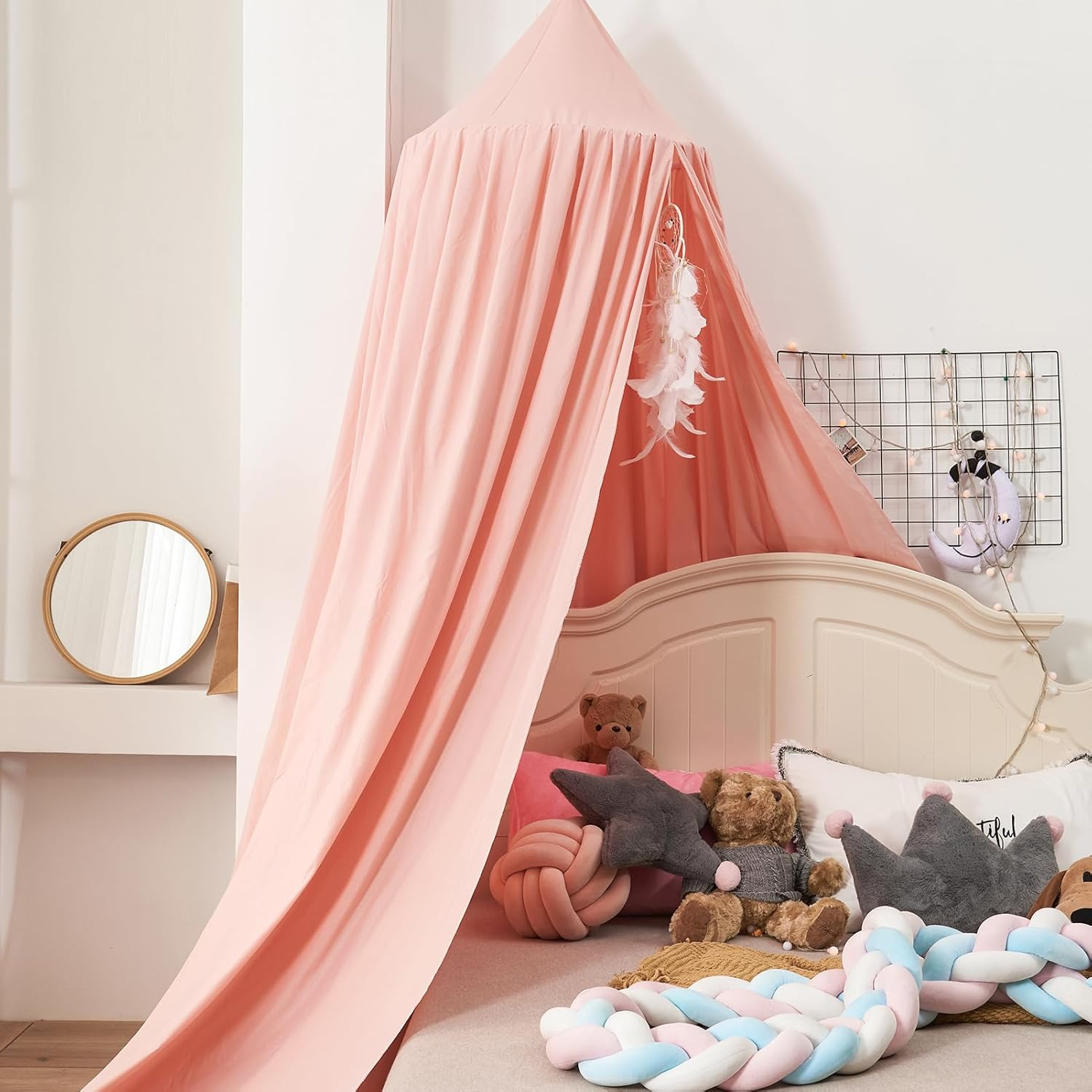 Princess Decor Canopy for Kids Bed, Soft and Durable Bed Canopy for Girls Room Tent Canopy Dreamy Mosquito Net Bedding, Children Reading Canopies Indoor(Pink) image number 3