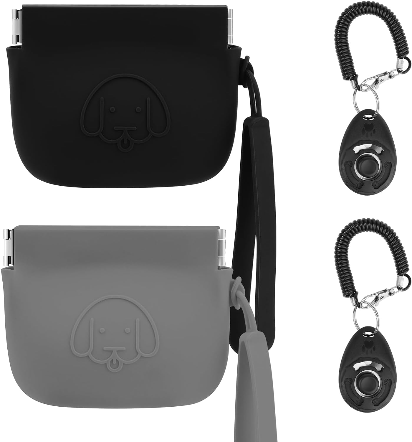 WALLFID Silicone Dog Treat Pouch Small Bag,Auto Closure,With Pet Training Clicker,Walking Bag for Dog and Cat,Pocket Size,Easy to Clean,Odorless (Yellow)&hellip;