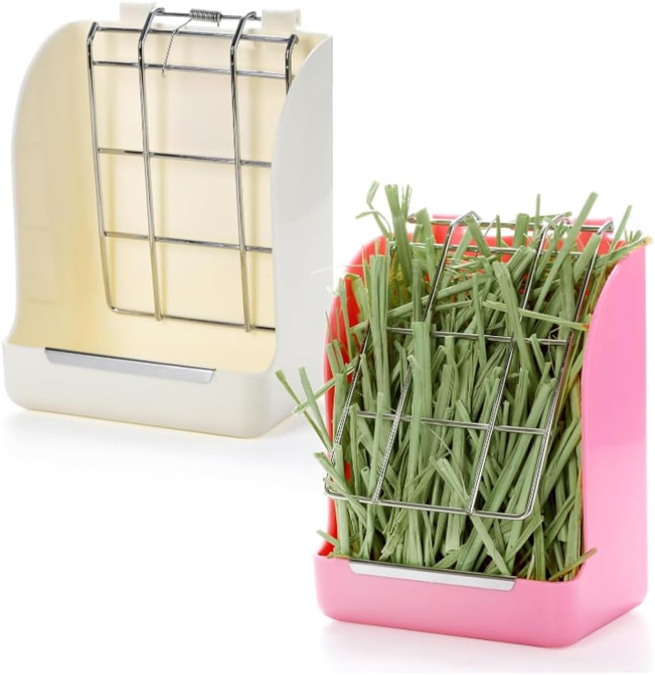 2-Piece Set of Rabbit and Guinea Pig Hay Feeders, Rabbit Hay Rack, Plastic Food Bowl, Hay Food Box, Small Animal Feeder for Rabbits, Guinea Pigs, Chinchillas image number 2