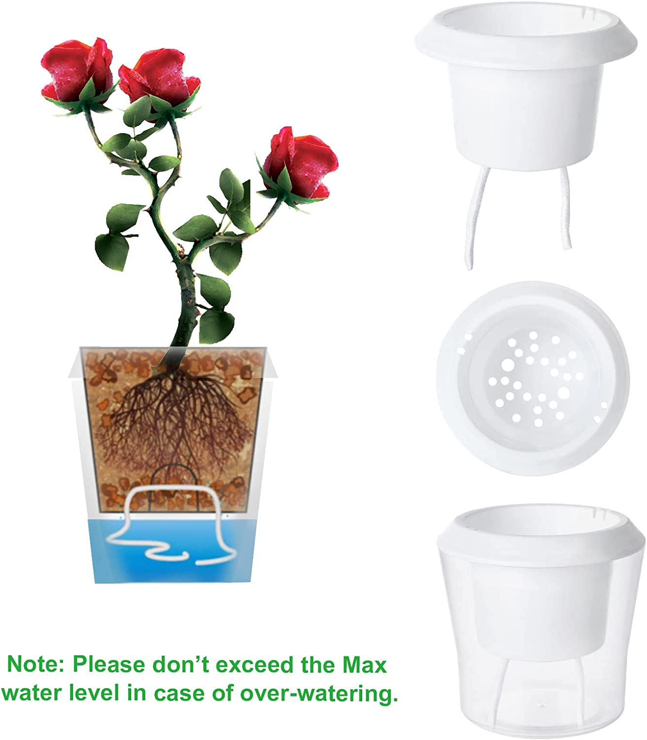 12 Pack Self Watering Pots for Indoor Plants 4.3 Inch Small Self-Watering Planter Pots with Water Level Indicator, Clear Plastic round Plant Pots for Succulent, Flowers, Herbs for Office Home Decor image number 1