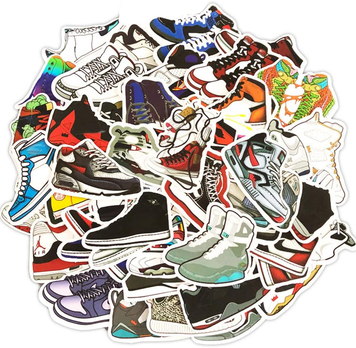 50 Pcs Basketball Shoe Stickers for Water Bottle Hydroflask Bike Computer Sneaker Stickers Waterproof for Laptop, Skateboard(Vinyl Decals, Cars, Water Bottle, Boys, Kids, Teens image number 5