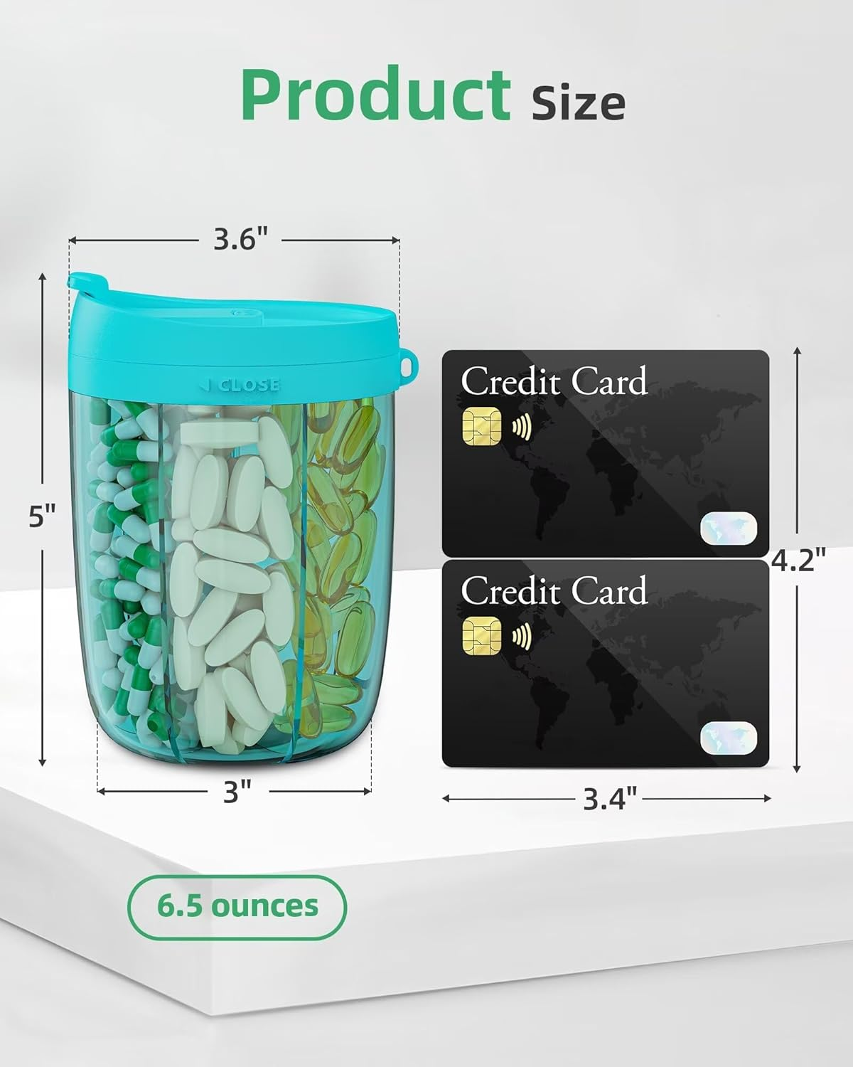 PULIV Large Supplement Organizer Bottle, Holds Plenty of Vitamins in 1 Monthly Pill Dispenser with Anti-Mixing & Wide Openings Design, Easy to Retrieve Meds, Includes 20 Pcs Stick-On Labels Blue - Black image number 3