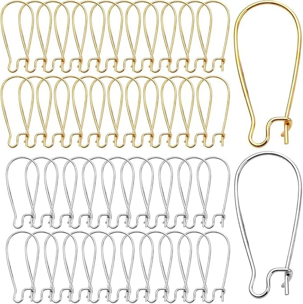 120Pcs Earring Hooks Stainless Steel Kidney Ear Wires Interchangeable Dangle Earwire Hooks Gold Silver Mixed Sizes Earring Findings Parts for DIY Jewelry Making，For DIY Jewelry Making image number 6