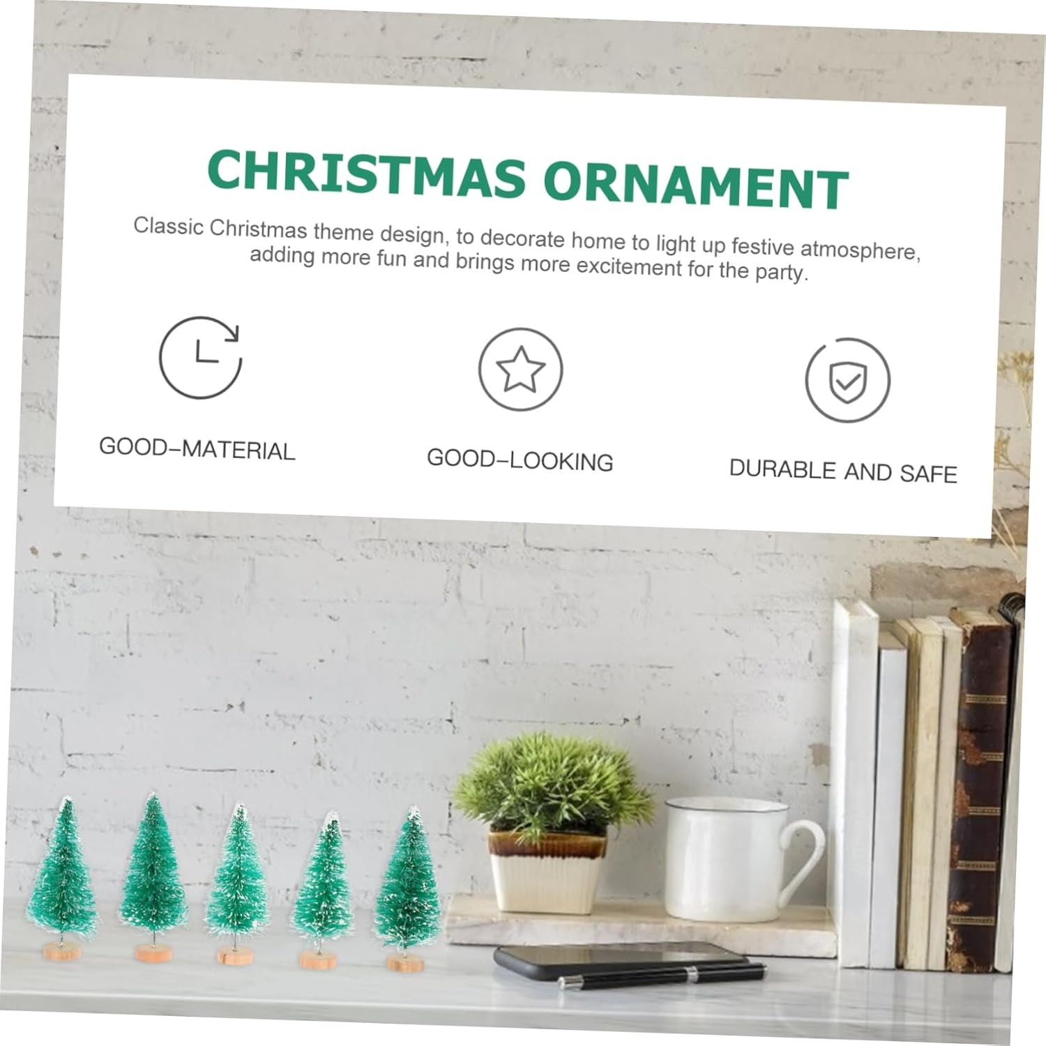 12Pcs Mini Christmas Tree PVC Desktop Ornament Home Shop Party Decor Blue Green White Gold Christmas Adornment image number 2