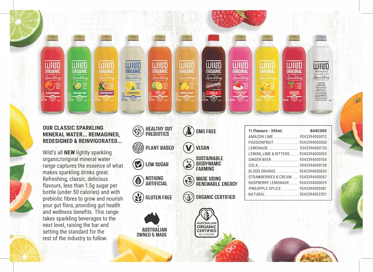 Wild One Original Strawberry and Cream Sparkling Mineral Water 12 X 345 Ml image number 2