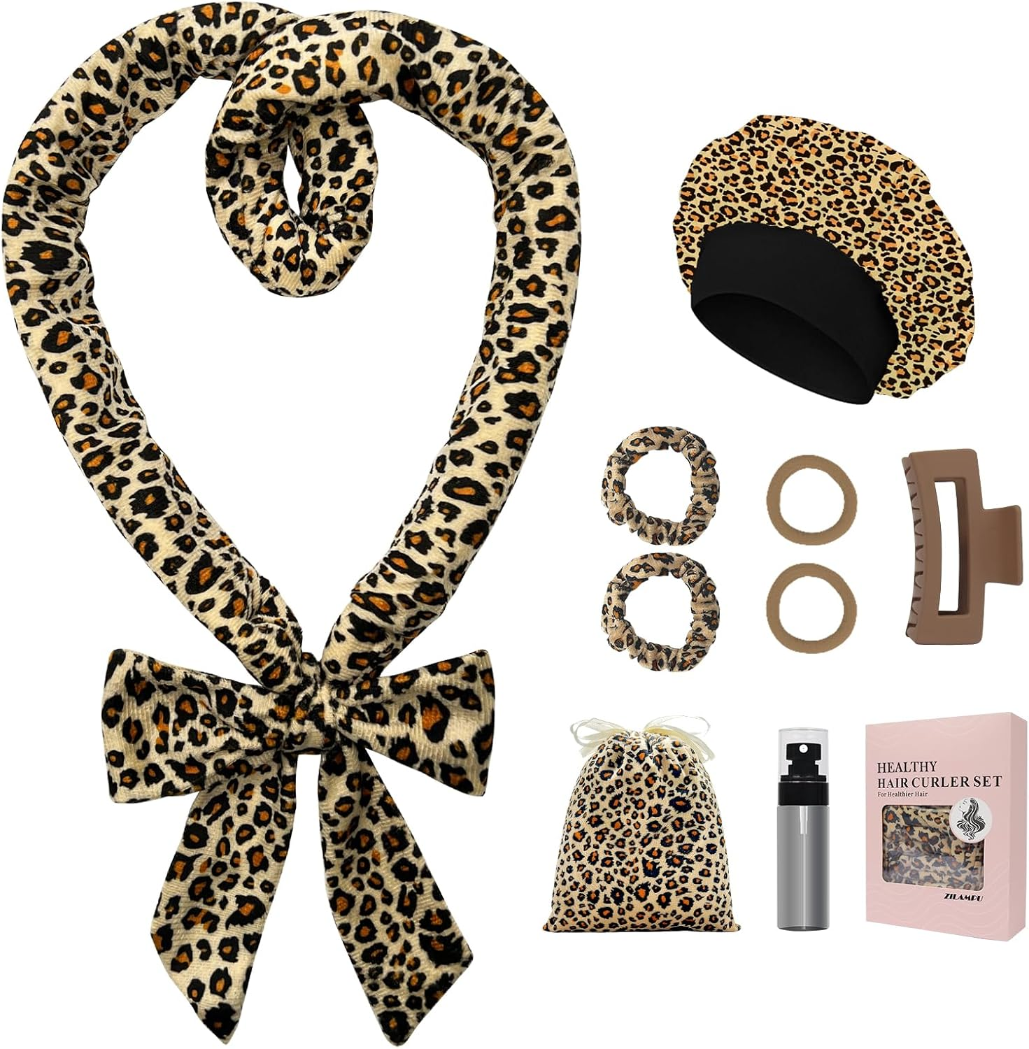 ZILAMPU Heatless Hair Curler, Heatless Hair Curlers to Sleep in Overnight Curls Headband, 70" Long Soft No Heat Curling Headband for Women Girl Long Wave Hair Rollers, 9 PCS Heatless Curl Set -Purple