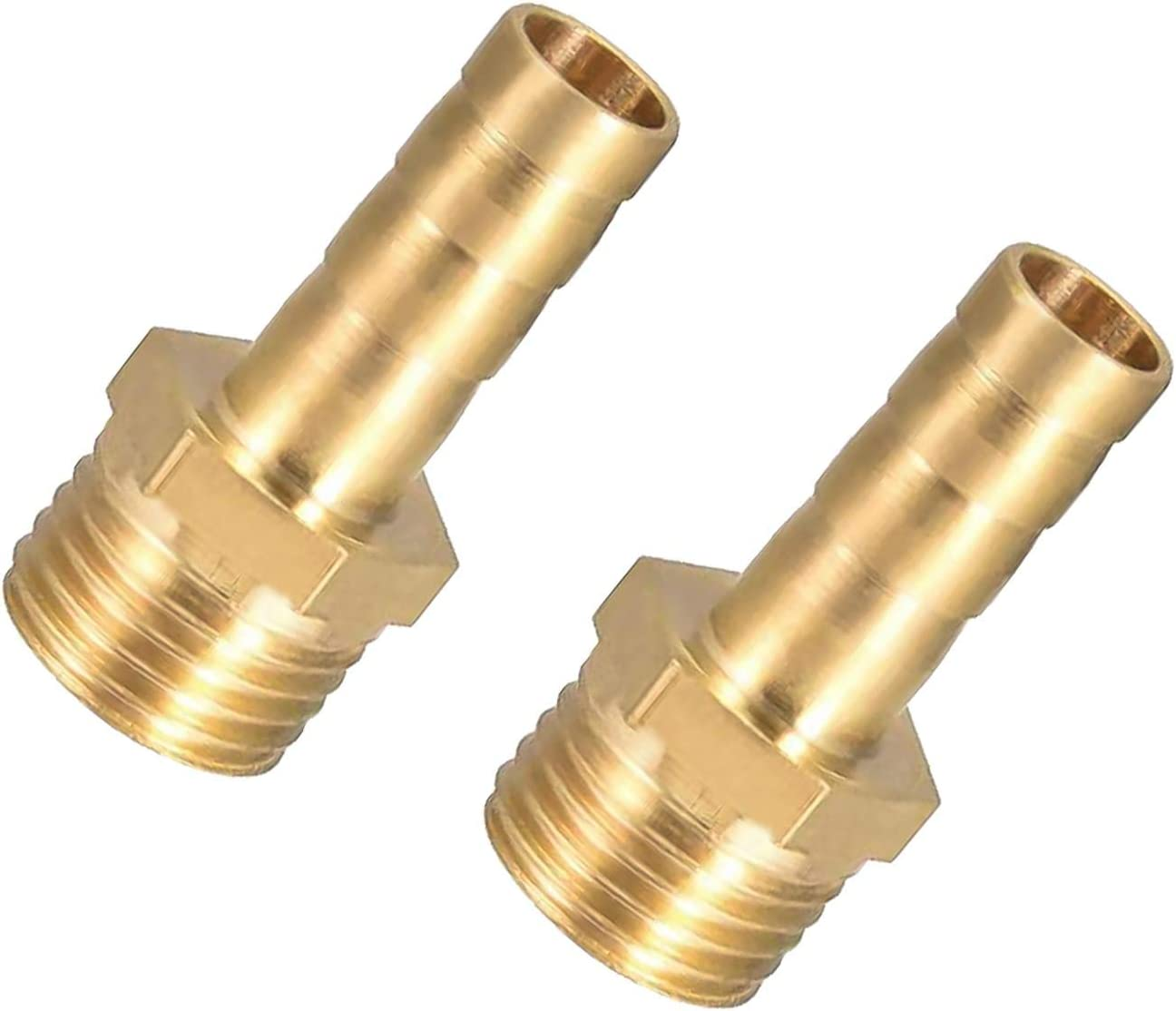 Emsea 2 Pcs 1/4Inch/6Mm Brass Barbed Hose Fitting Coupler Connector with 1/4 Inch Male BSP Thread Pipe Nipple Fitting for Air Water Fuel Oil Gas image number 6