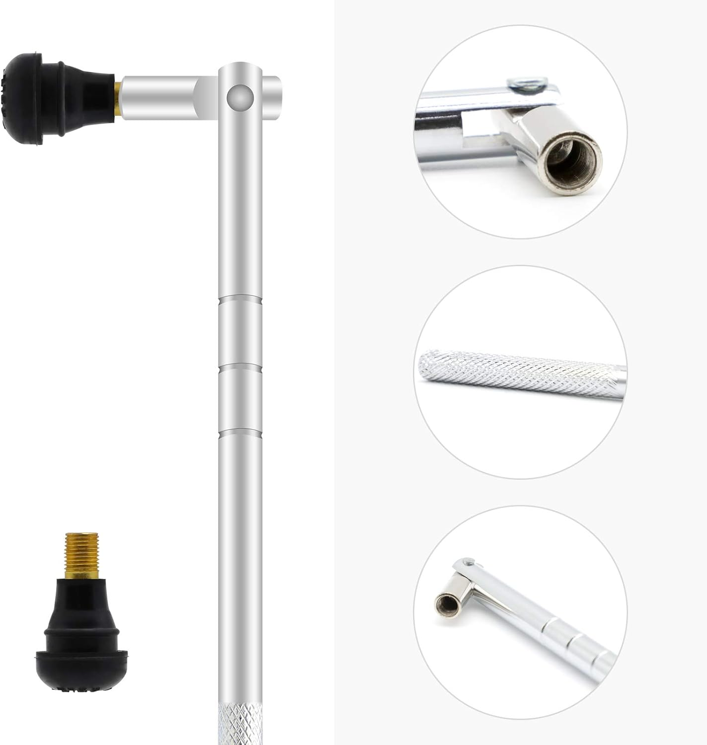 Valve Core Tool Set with 20Pcs Valve Cores 10Pcs Tire Valve Caps 5-Way Valve Tool Dual Single Head Valve Core Remover Tire Repair Tool 6 - Tire Valve Tool 33Pcs image number 6