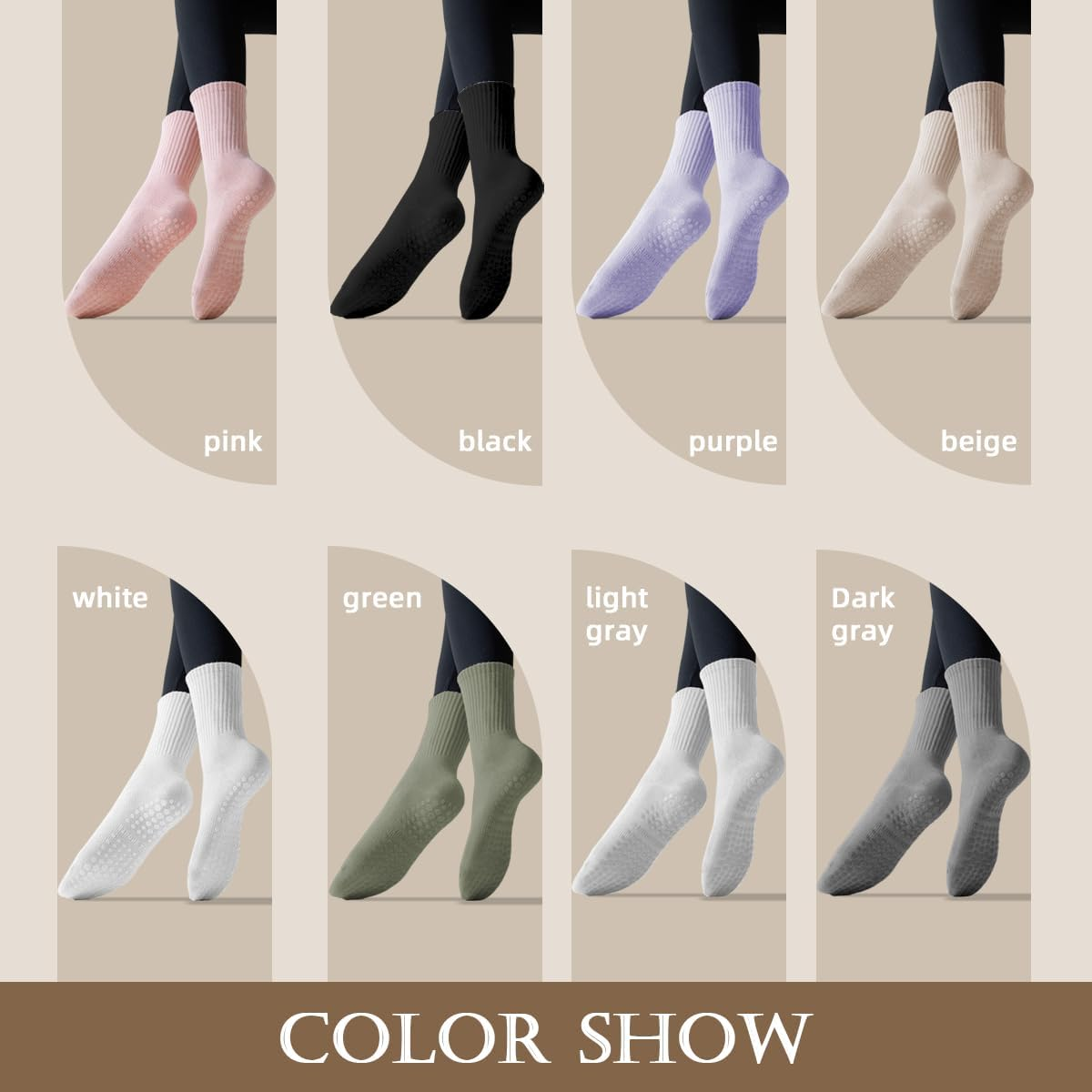 ZANZER Pilates Yoga Socks with Grips for Women,Non-Slip Reformer Yoga Pilates Grip Socks for Sport,Hospital,Ballet,Barre,Dance,Barefoot image number 2