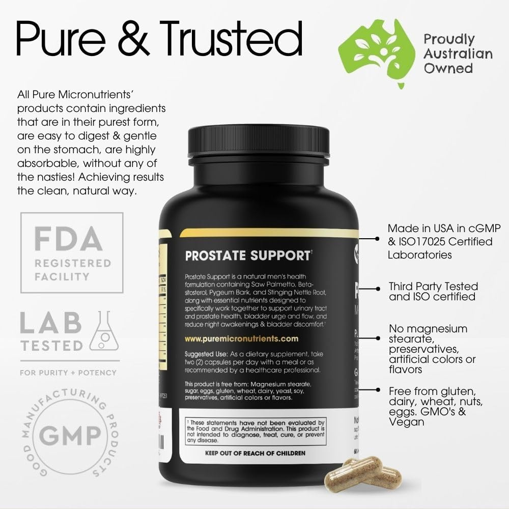 Pure Micronutrients Advanced Prostate Health Supplement - Saw Palmetto, Beta-Sitosterol, Stinging Nettle Root, & Lycopene - Bladder Control & Urinary Support Supplements for Men