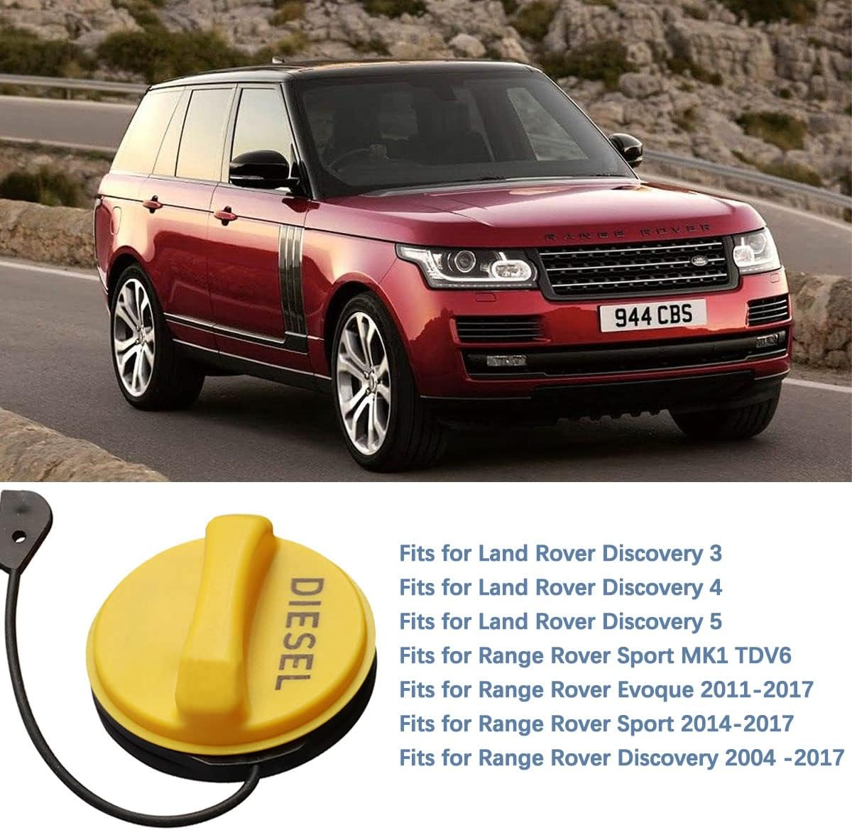 Fuel Tank Caps, Diesel Fuel Tank Filler Cap Replacement for Range Rover Discovery/Evoque/Sport, Petrol Fuel Tank Cap Covers LR053666 image number 4