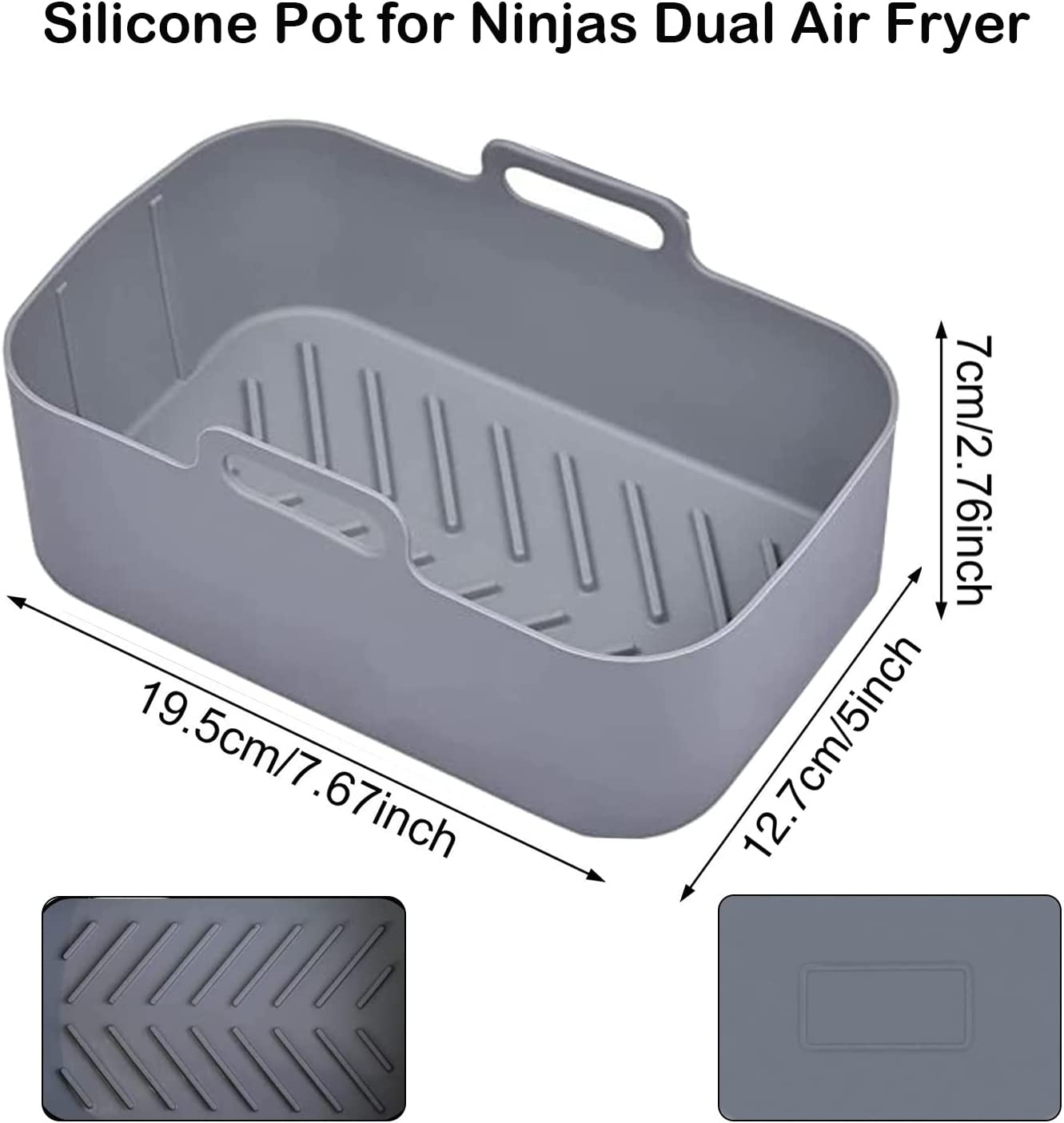 Silicone Pot for Ninjas, Dual Silicone Air Fryer Basket Liners, Air Fryer Rack Accessories for Oven and Microwave (2 Pcs - Gray) image number 5