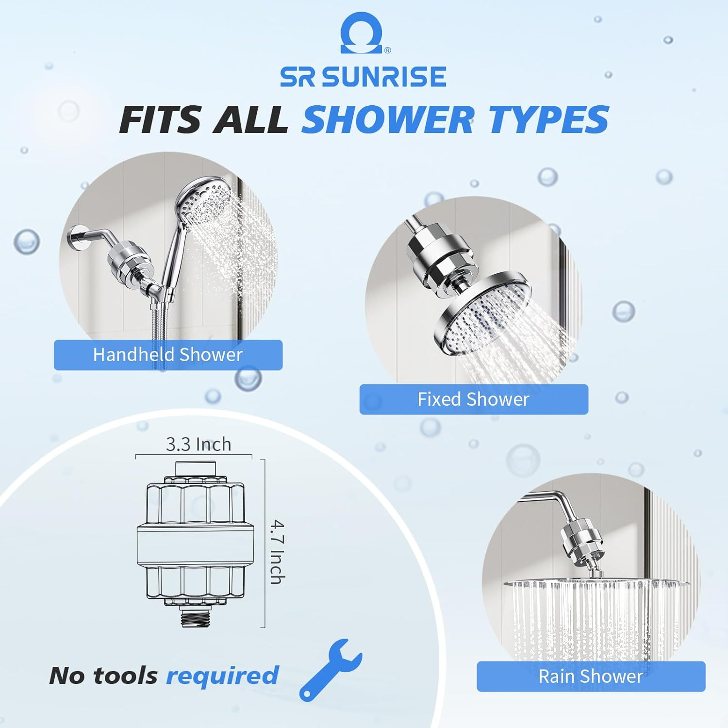 20-Stage Shower Head Filter-Shower Head Filter for Hard Water, with 3 Replaceable Filter Cartridges, High Output Shower Water Filter for Removing Chlorine and Fluoride, Polished Chrome
