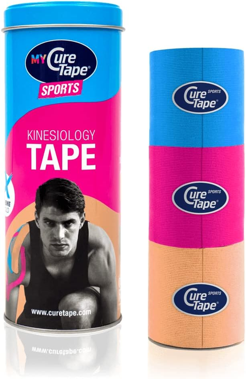 Curetape 3 Rolls Waterproof Kinesiology Tape | Super-Saver | Medical Kinesiology Tape for Extreme Sport Conditions | Increase Mobility & Performance | Reduce Joint Pain | Recover Faster (Panther Power)