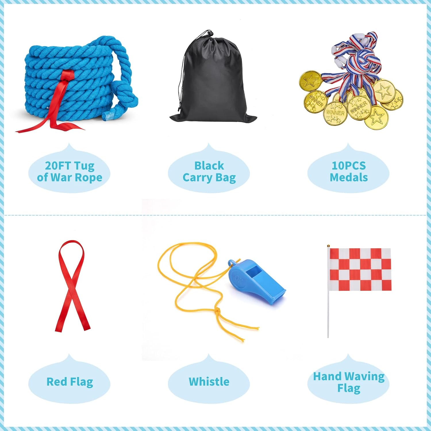 20FT Tug of War Rope for Kids and Adults - Outdoor Field Day, Family Reunion, Birthday Party Game - Summer outside Yard, Backyard, Lawn, Camping, Picnic, Carnival Activities image number 2