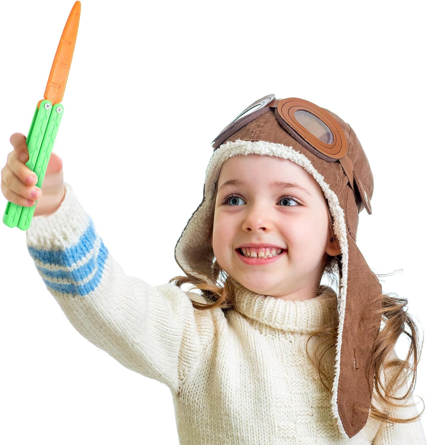 Easter Toy Knife Butterfly Toy Knife Plastic Carrot Knife Toy Gift for Adults ADHD Fidget Toys Stress Sensory Toy for Autism ADD Anxiety Relief, Large(6 Pcs, Normal) image number 2