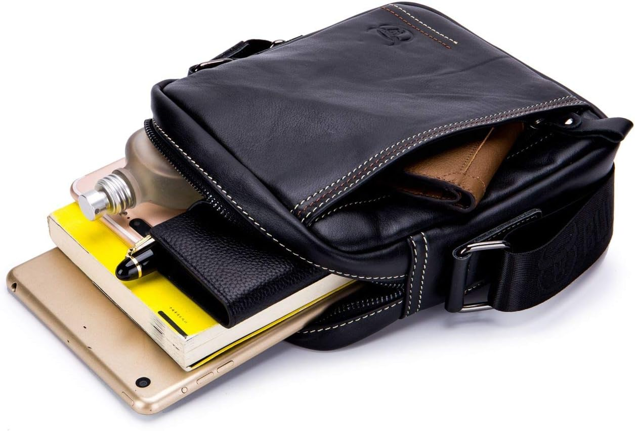 Genuine Leather Men Bags Small Shoulder Crossbody Bag for Men Everyday Casual Travel Messenger Bag Handbag Black image number 4