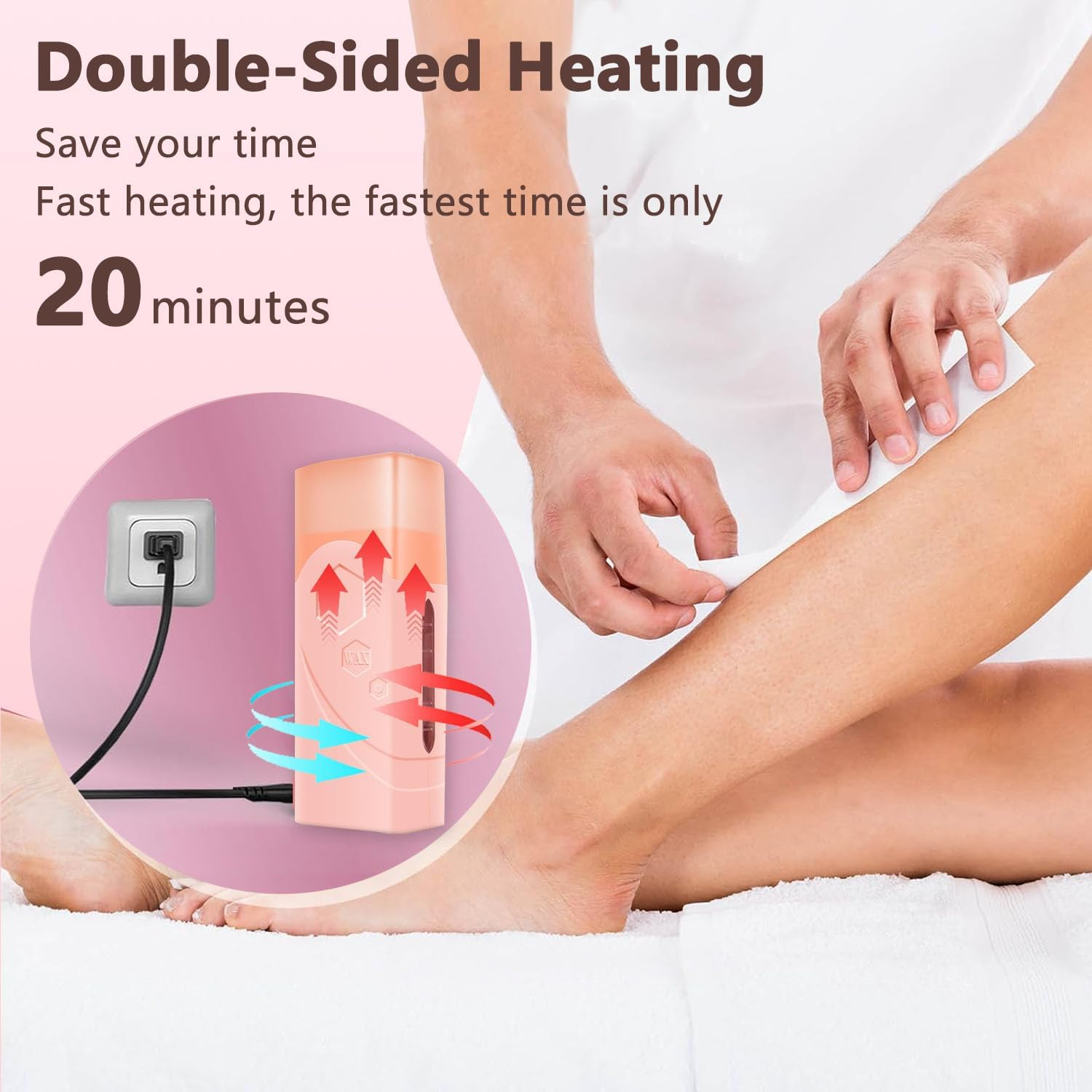 Roll on Wax Kit, Roller Wax Kit for Coarse/Fine Hair Removal for Women, Quick and Skin-Friendly Beginners Waxing Roller with 3 Pcs 100G Roll Cartridge, 100 Non-Woven Strips & 10 after Wipes (F1_Pink) image number 4