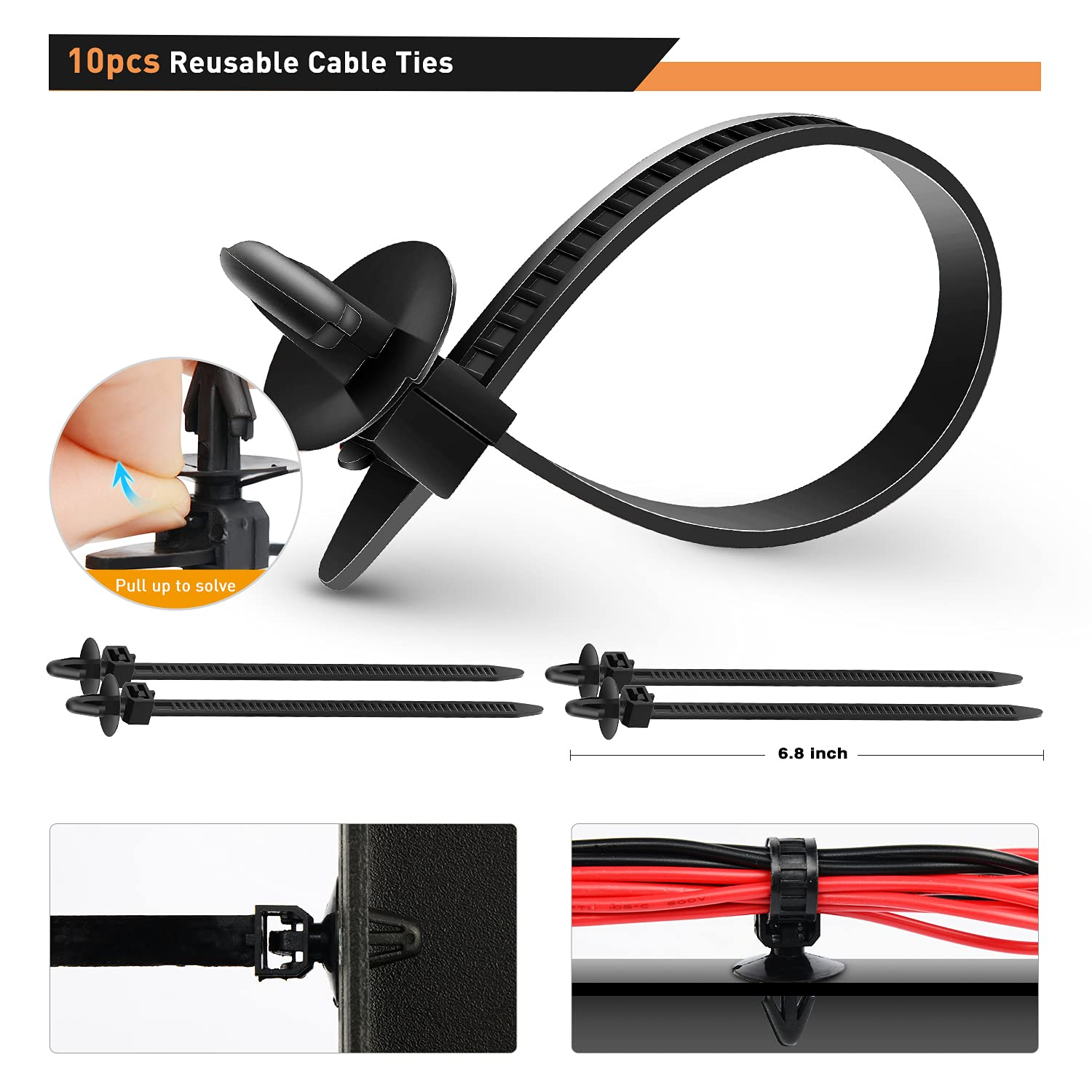 GOOACC 380Pcs Car Automotive Plastic, Metal, Nylon Push Pin Rivet with Fastener Remover Trim Clip Panel Body Interior Assortment Retainer Assortment Clips, (Grc-97),Black image number 2