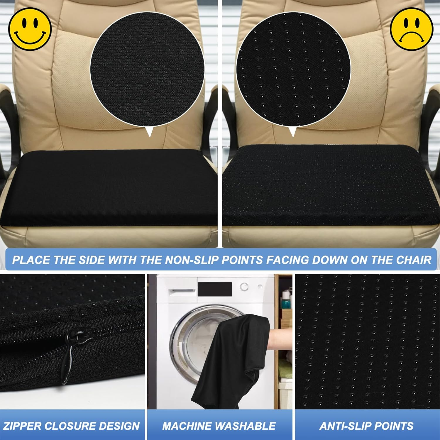 Gel Seat Cushion for Long Sitting - 20" X 20" X 1.8" (Extra Thick＆Soft) Gel Cushion for People over 140 Lbs, Pressure Relief Cushion for Office Chair, Egg Cushions for Wheelchair, Gel Pad for Car image number 1