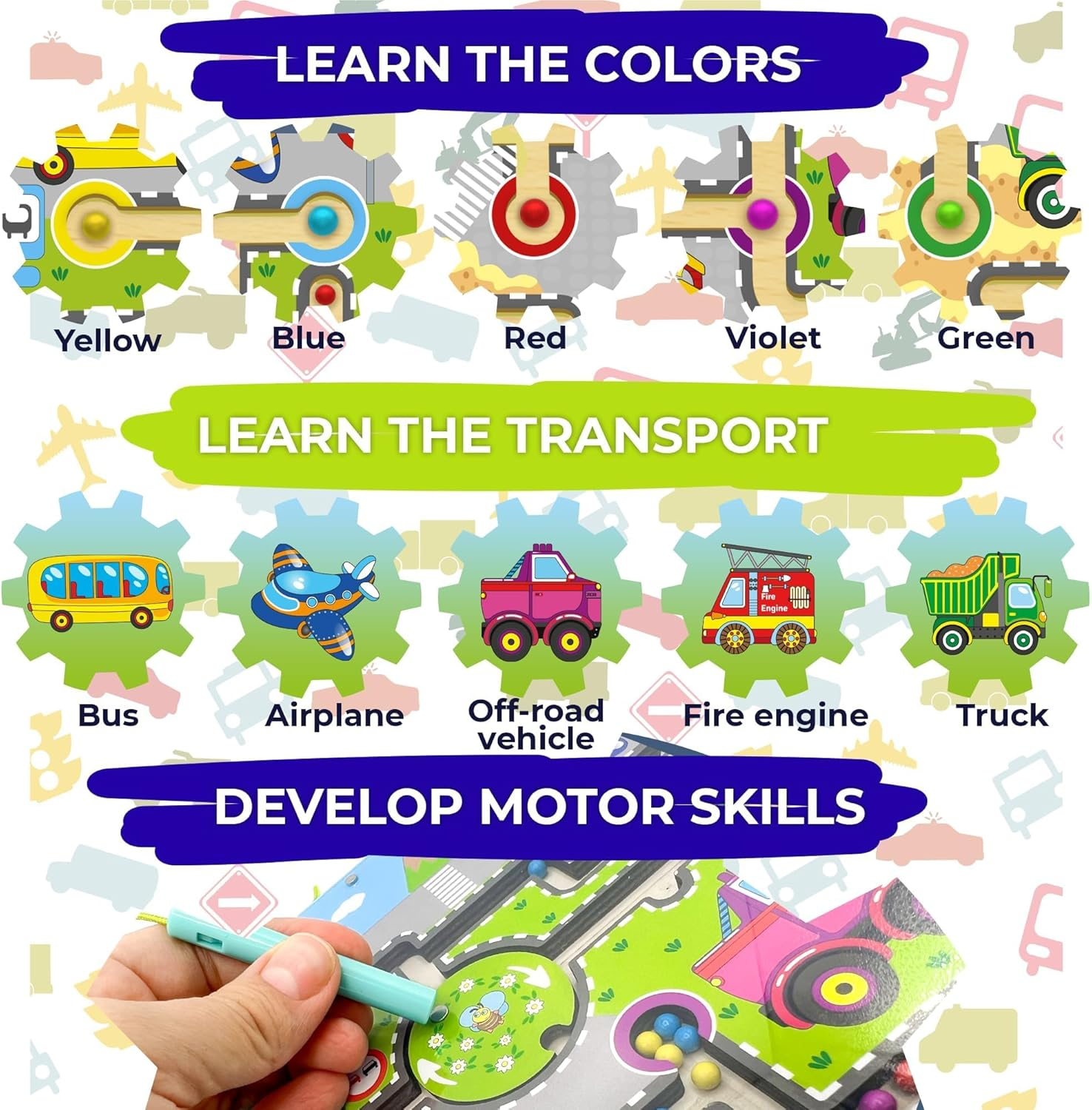 QUOKKA Learning Wood Maze Games for Kids Ages 3-5- VER.2 Improved - Nice Educational Car Activities for Kids Ages 2-4 - Preschool Developmental Wooden Toys image number 4