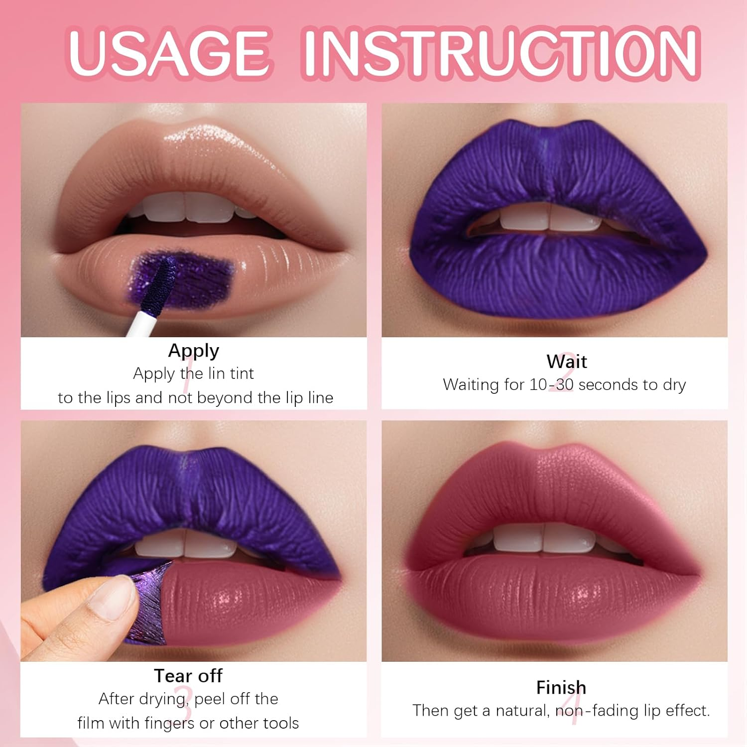 Lip Stain, Lip Liner Stay with Tweezer, Peel off Lip Liner Tattoo- Long Lasting, Waterproof & Transfer Proof Lip Tint with Matte Finish, Highly Pigmented Color (Cool Rose) image number 3