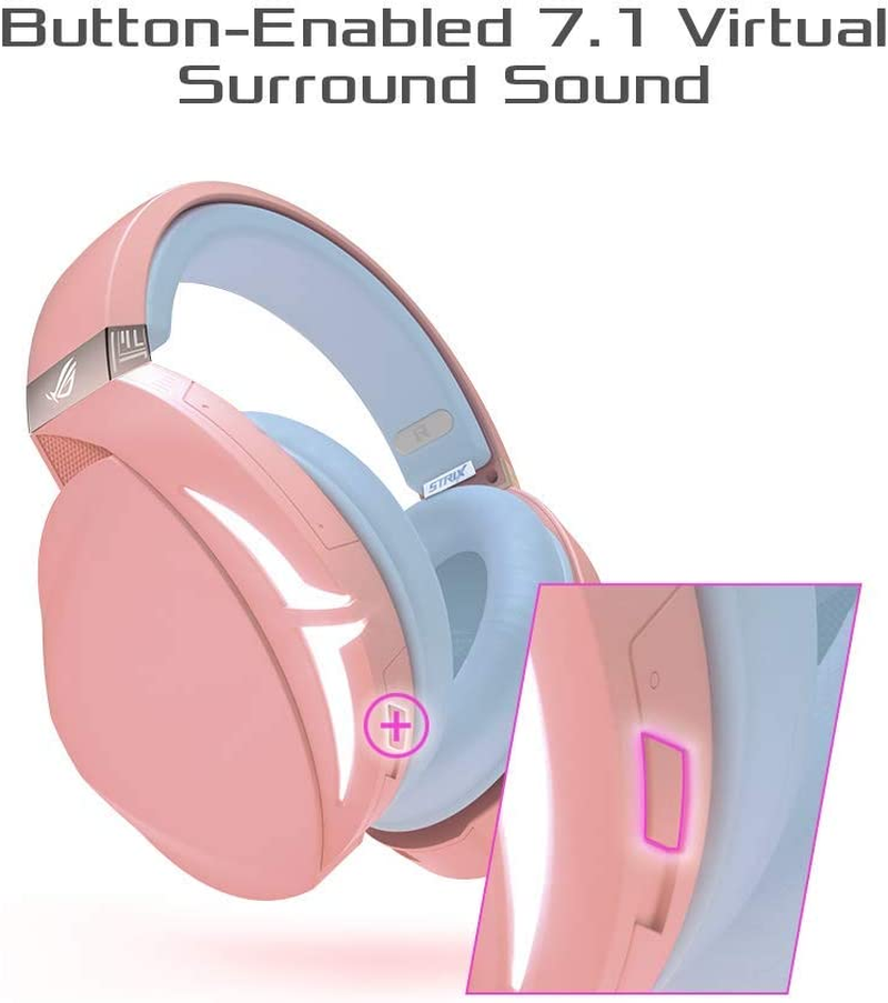 ASUS ROG Strix Fusion 300 PNK LTD Gaming Headset - USB, 3.5Mm, Virtual 7.1 Surround Sound, AI Noise Cancelling Microphone, Compatible with Mobile, PC, PS5, PS4, Xboc, Switch image number 2