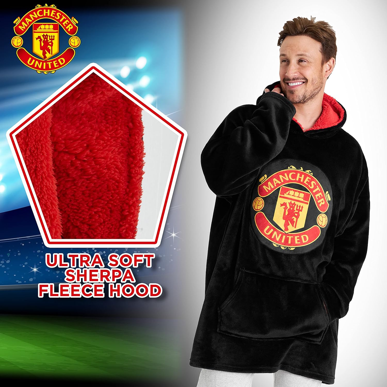 Manchester United F.C. Oversized Hoodie Blanket for Men, Man U Football Gifts image number 4