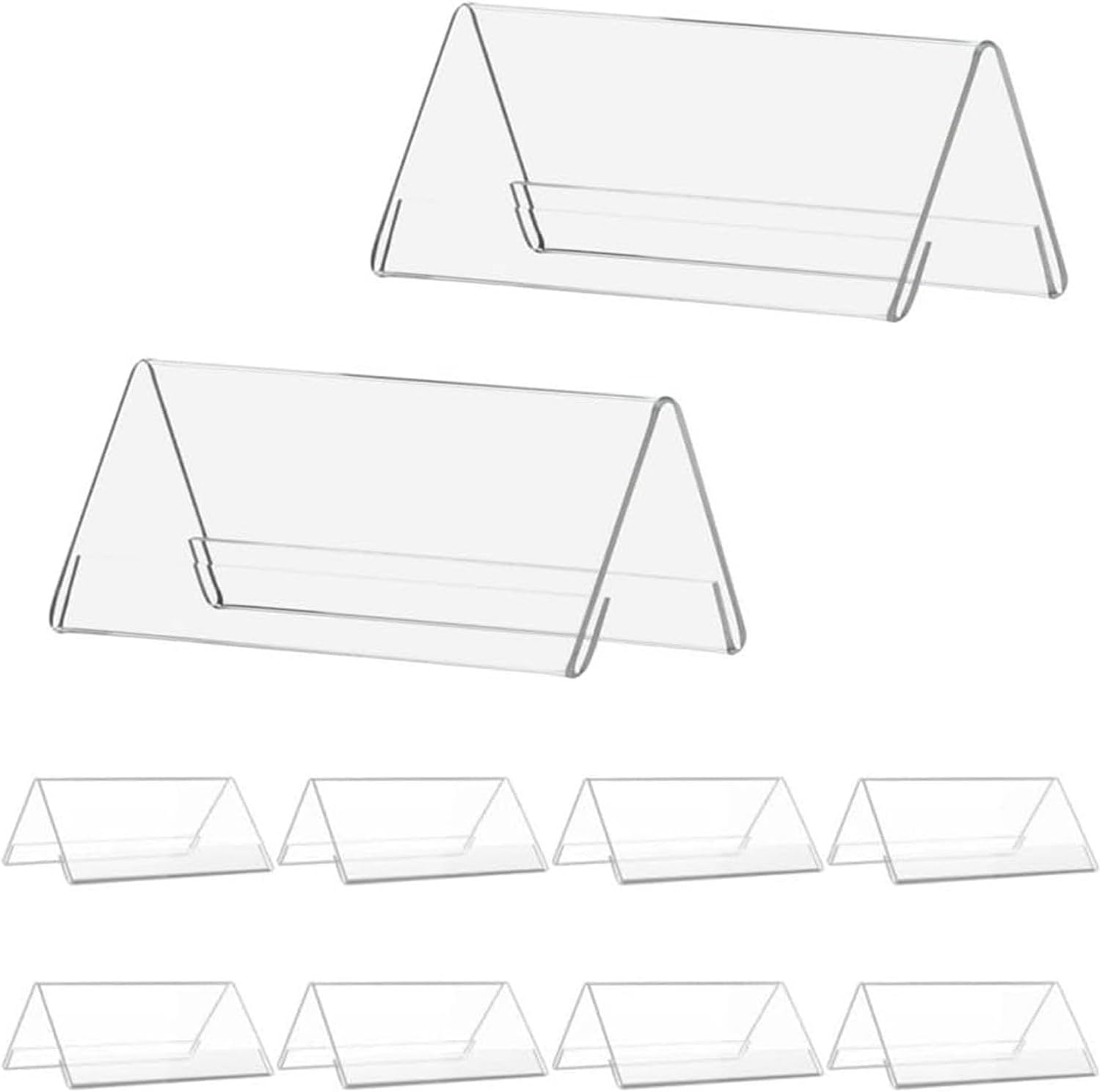 10 PCS Acrylic Sign Display Holder, Acrylic Transparent Nameplate Display Stand, Acrylic Brand Price Tag Diagonal Back Display Label Rack for Stores, Restaurants, Offices, Schools Display (20 X 8 Cm) image number 1