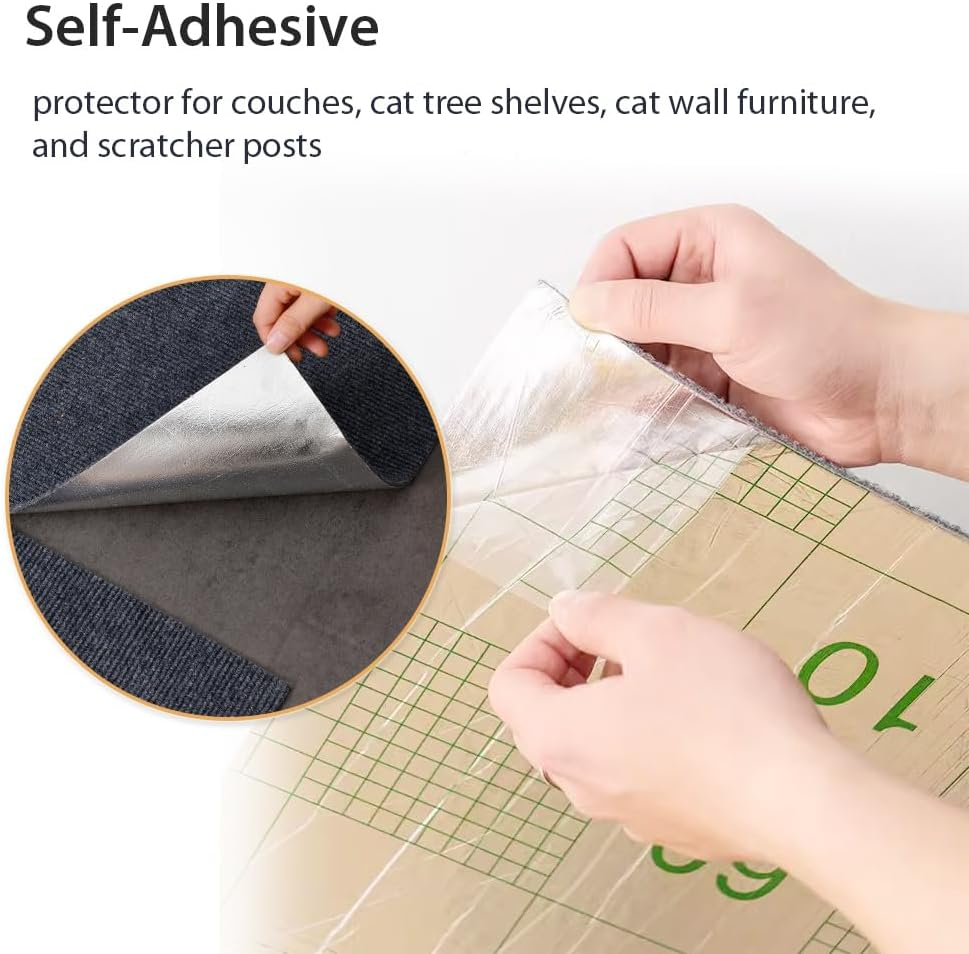 NATUYA Self-Adhesive Scratching Mat, Cat Scratching Mat, Cat Scratching Mat, Cat Scratching Board, Cat Wall Activity Scratching Posts (Dark Gray, 40 * 100CM) image number 2