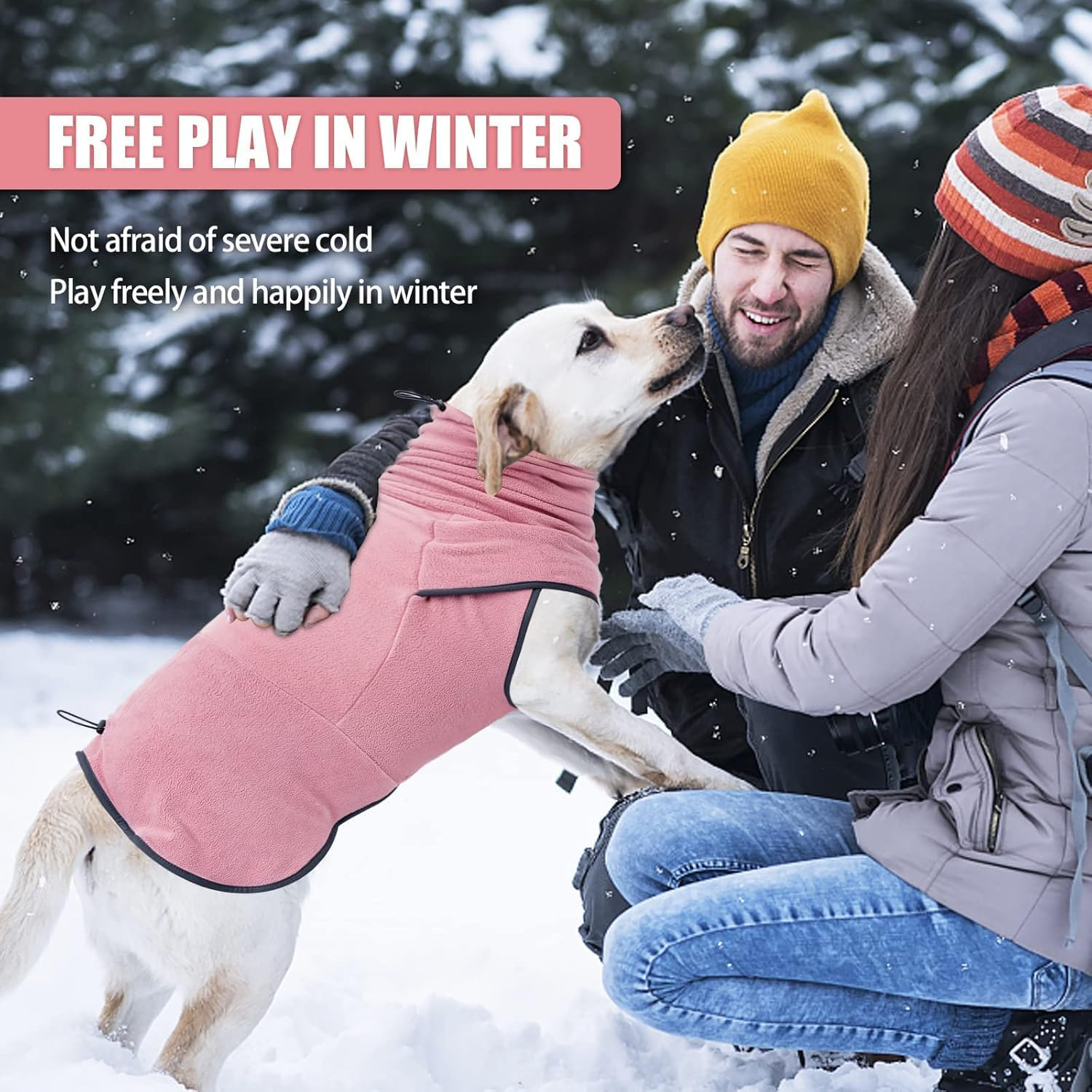 Dog Sweater for Cold Weather, Soft Dog Vest, Snow Coat for Dogs, Dog Pullover, Dog Winter Clothes for Small Medium Dogs Blue (Pink, L) image number 1