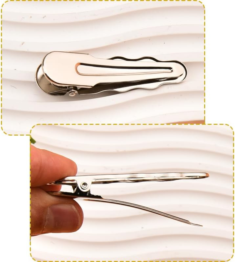 Silver Alligator Hair Clips Y2K Metal Clips for Hair Alligator Barrettes Duck Billed No Bend Hair Clips for Women Girls No Crease Hair Pins Hairpins Hairclips 10 PC Minimalist Hair Accessories - Duckbilled image number 3