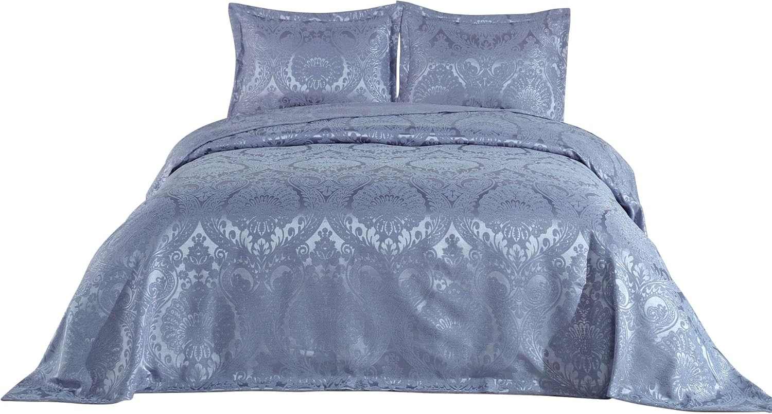 Elart Patterned Jacquard Chenille Fabric Duvet Set, Modern and Soft Bed Throw, Comfortable, Very Durable, Thin Bedspread 220 X 240 Cm and 2 Pillowcases 50 X 70 Cm, Machine Washable image number 3