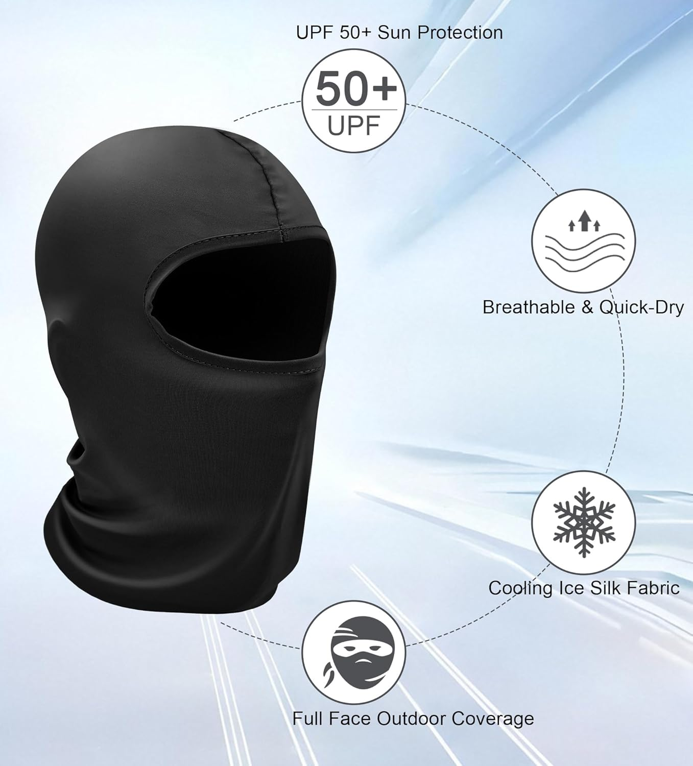 YBVABE Balaclava Face Mask - Neck Gaiter Adjustable, Windproof, UV Protection Hood; Summer Cooling, Lightweight, Breathable Ice Silk Motorcycle Scarf for Men and Women image number 6