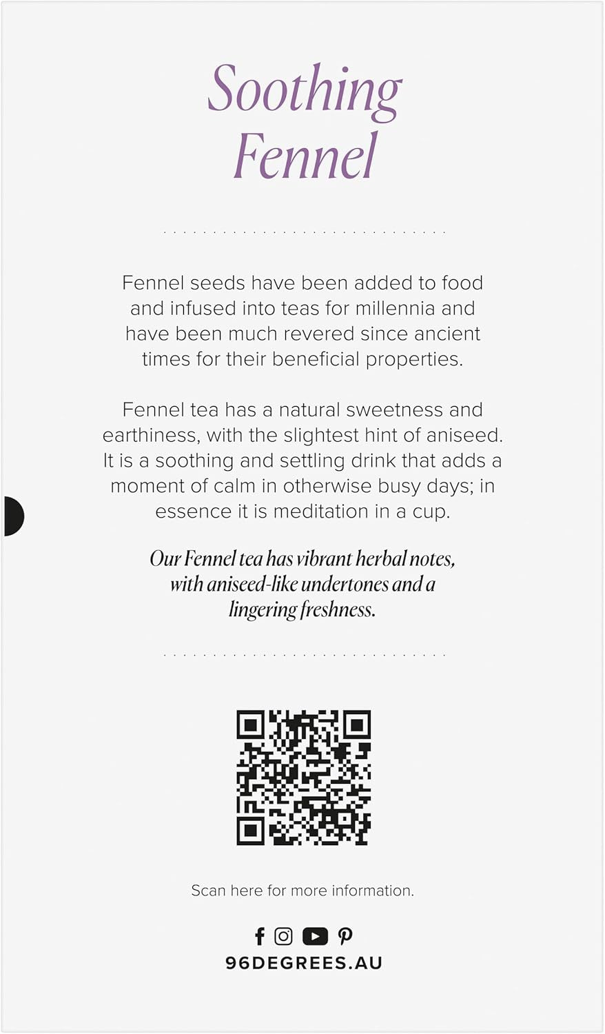 96&deg; Fennel Tea &ndash; Pack of 3 &times; 20 Pyramid Tea Bags (60 Bags), Aromatic, Sweet & Calming Herbal Tea, Caffeine-Free, Individually Wrapped Recyclable Envelopes, Plant-Based Tea Bags with No Microplastics image number 3