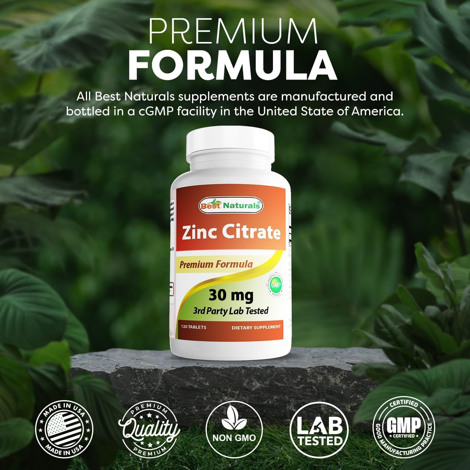 Best Naturals Zinc Citrate 30 Mg - Immune Support - 120 Tablets image number 1