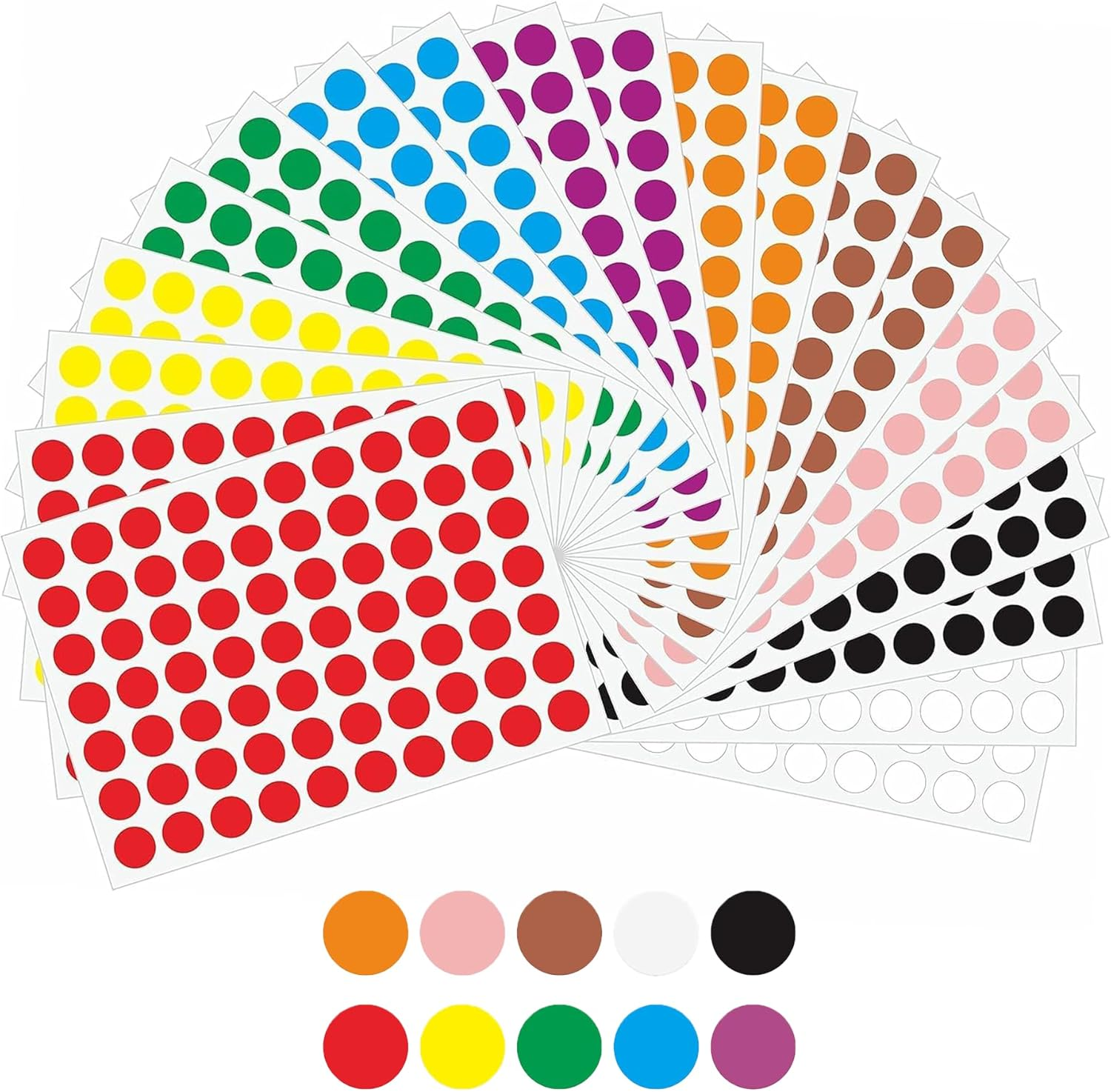 Hybsk 1400Pcs Dot Stickers 10Mm Colour Sticker 20 Sheets Assorted Colour round Coding Circle Stickers Dots for Envelopes Paper Scrapbook (10 Colors)