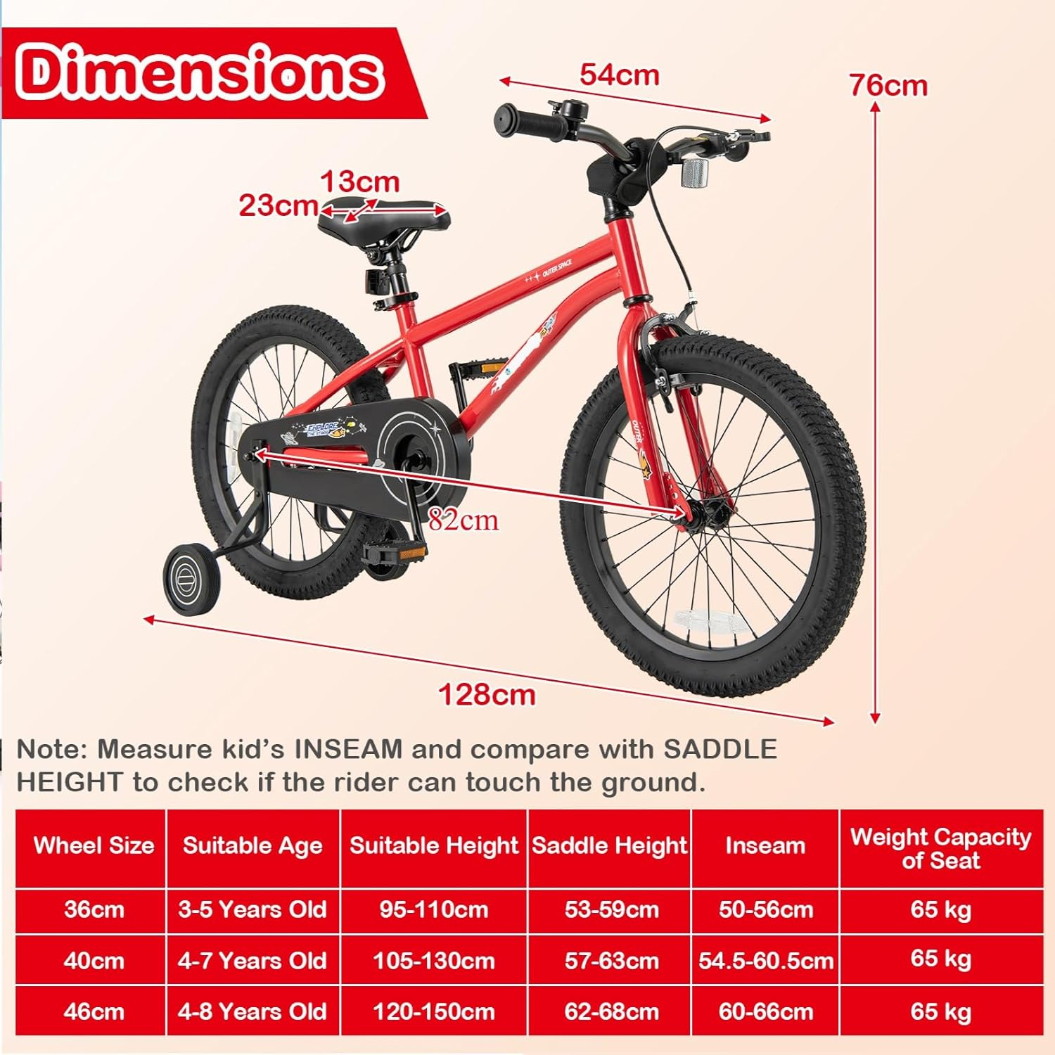 HONEY JOY 18" Kid&rsquo;S Bike for 4-8 Years Old, Sport Bicycle W/Adjustable Saddle & Anti-Slip Handlebar, Fully Enclosed Chain Guard, Handbrake & Coaster Brake, Removable Training Wheels image number 5