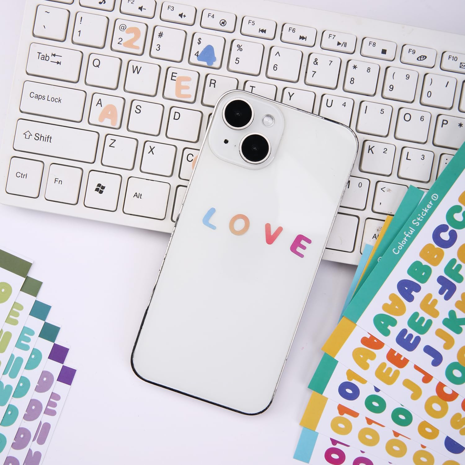 2400 Pieces Small Colorful Vinyl Letter Stickers, 24 Sheets Self Adhesive Mini Alphabet Stickers, 0.5 Inch Numbers Letters Labels DIY Crafts Art Making, Used for Cards, Notebook Decor image number 6