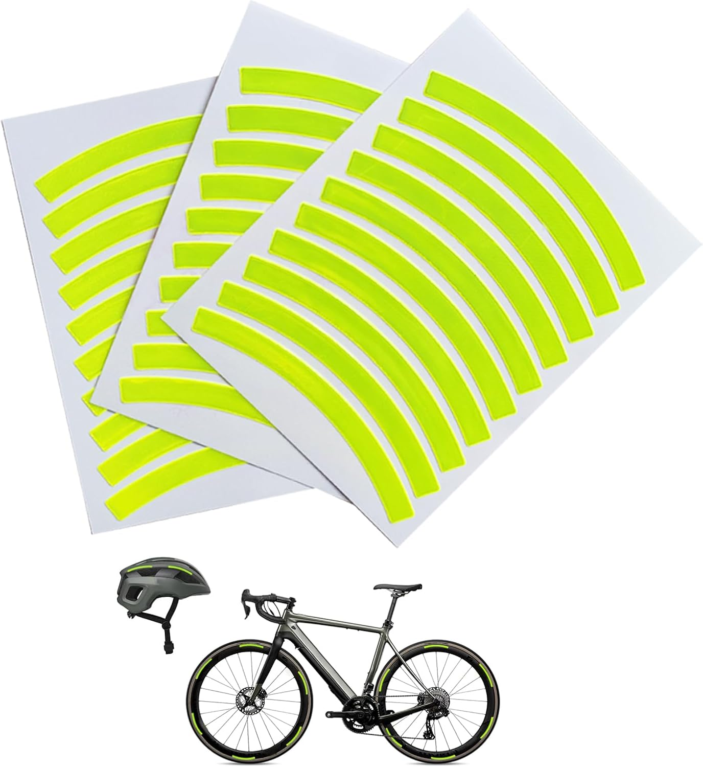 Reflective Stickers 30Pcs for Bike: Reflective Strips for Clothing, Backpacks, Helmets - 3M Fluorescent Tape Yellow image number 1