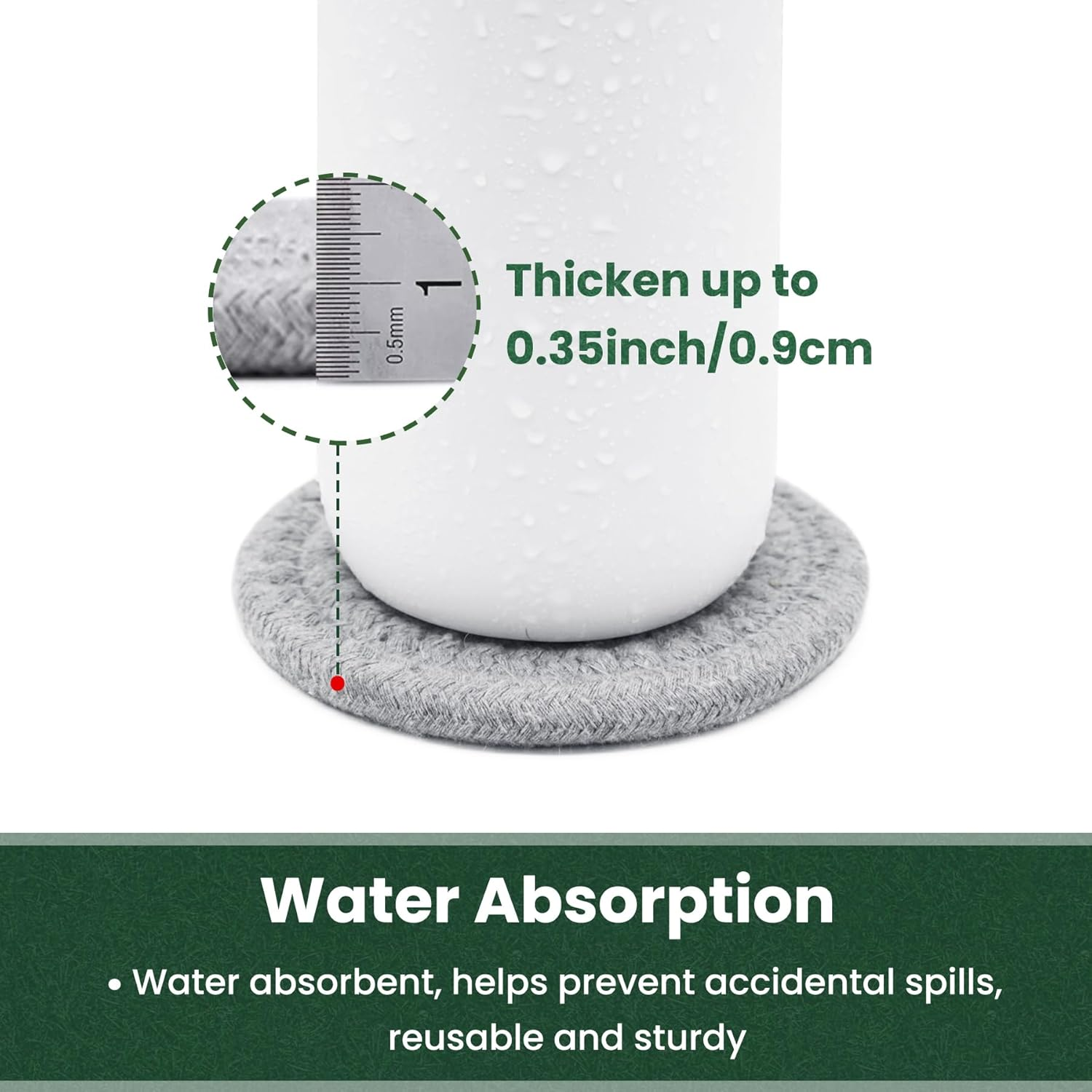 Drink Coasters with Holder, Thick Woven Drinking Coasters for Kinds of Cups, Absorbent Coaster Sets for Tabletop Protection, Home Decor for Table, Coasters Set of 6 - Mixed Color image number 5