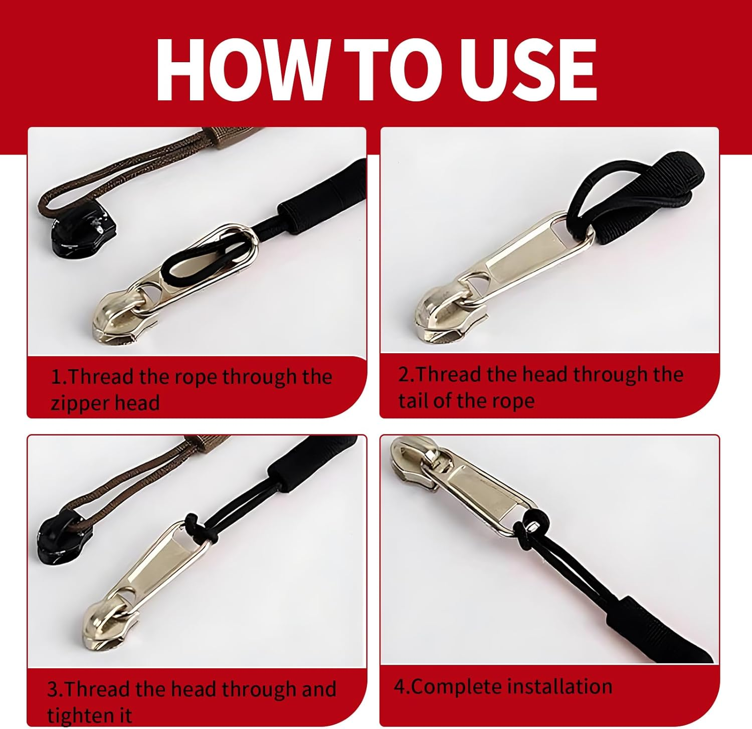 Ozessence 20 Pcs Black Zipper Pull, Durable PVC Removable Zipper Pulls Extension, Tab Extension Suitable for Backpack Clothing Suitcase Travel Bags Mountaineering Bag Winter Cotton Clothes image number 4